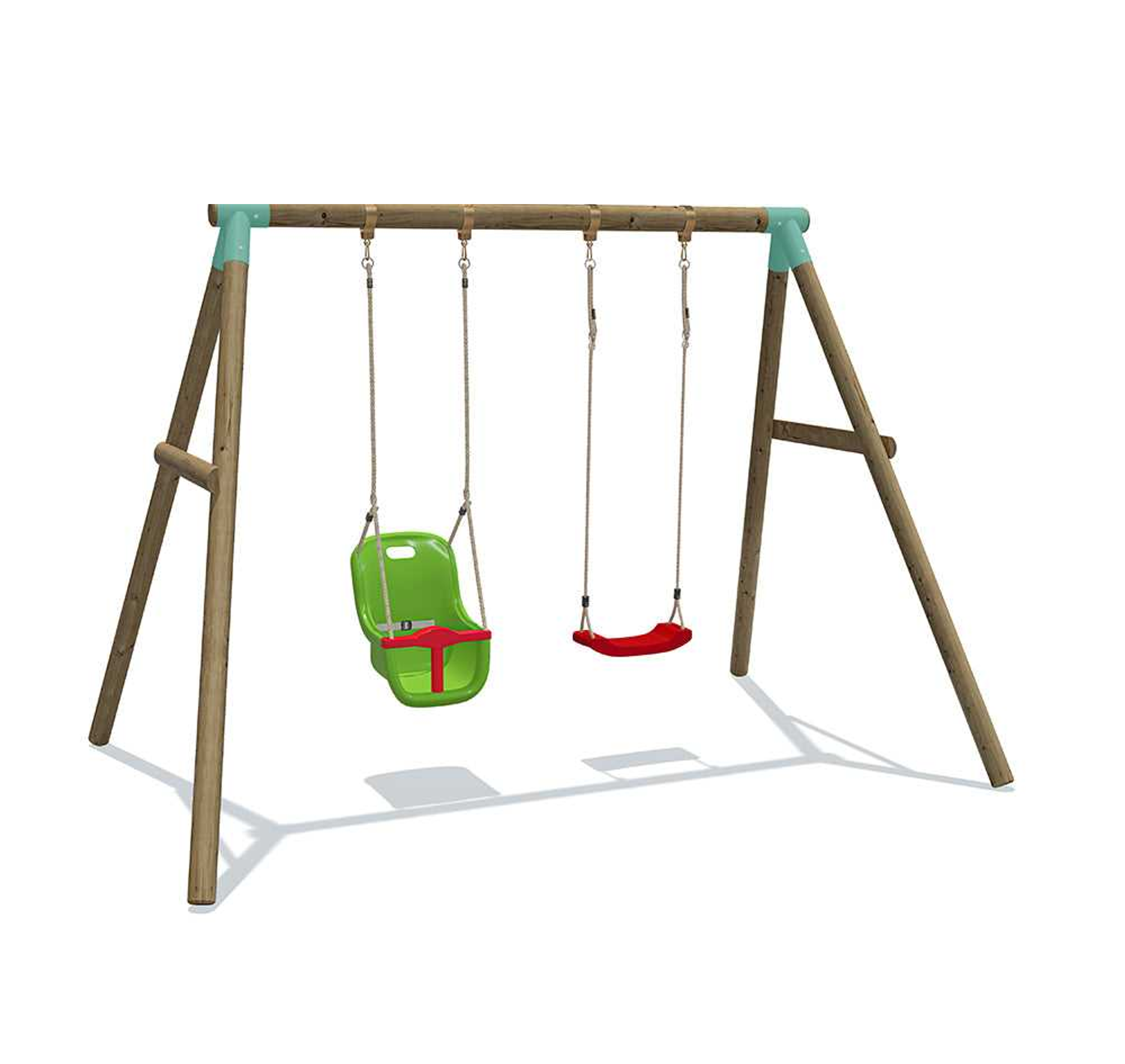 Wild Aussie Wooden Double Swing Set With Baby Seat
