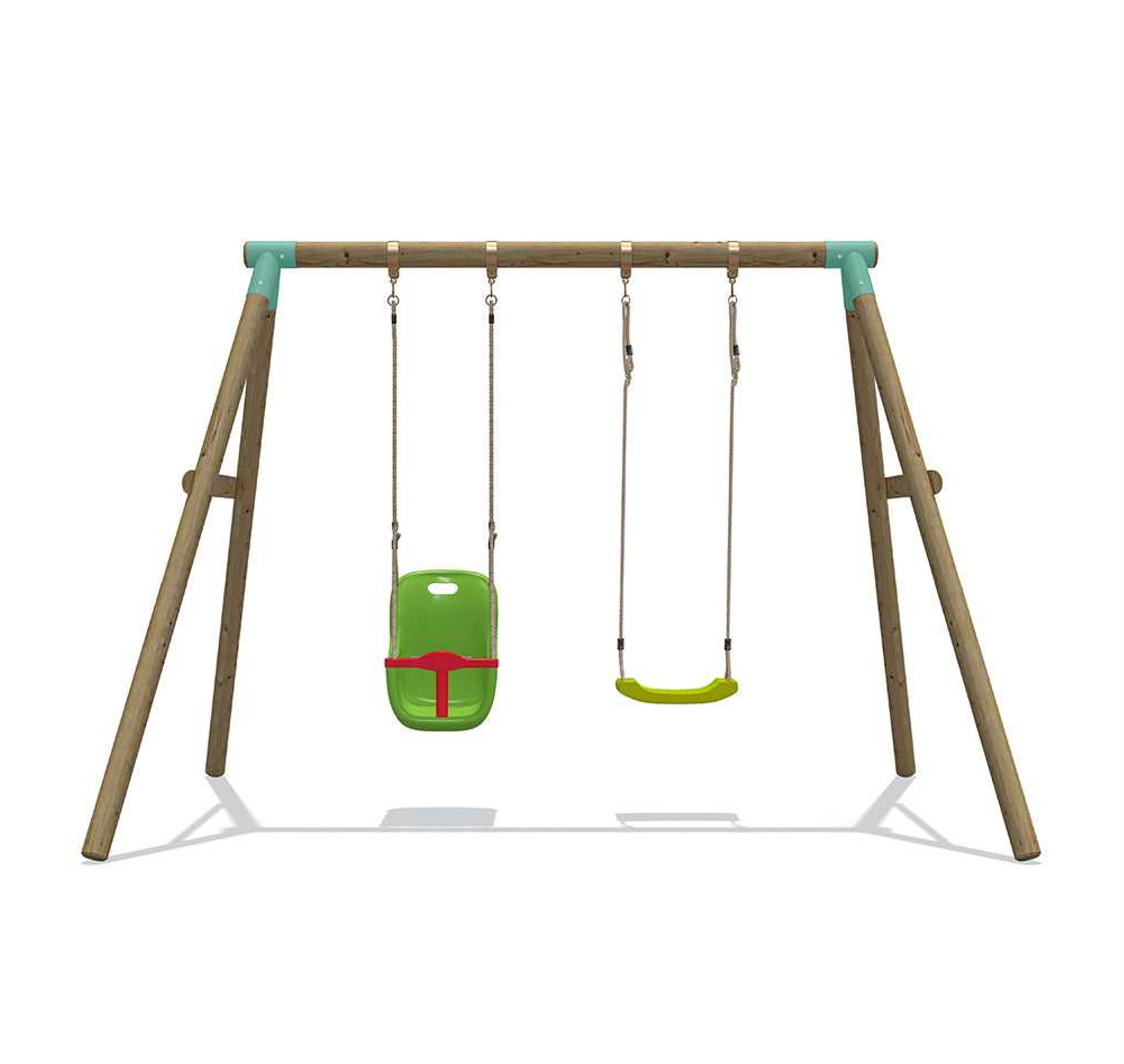 Wild Aussie Wooden Double Swing Set With Baby Seat