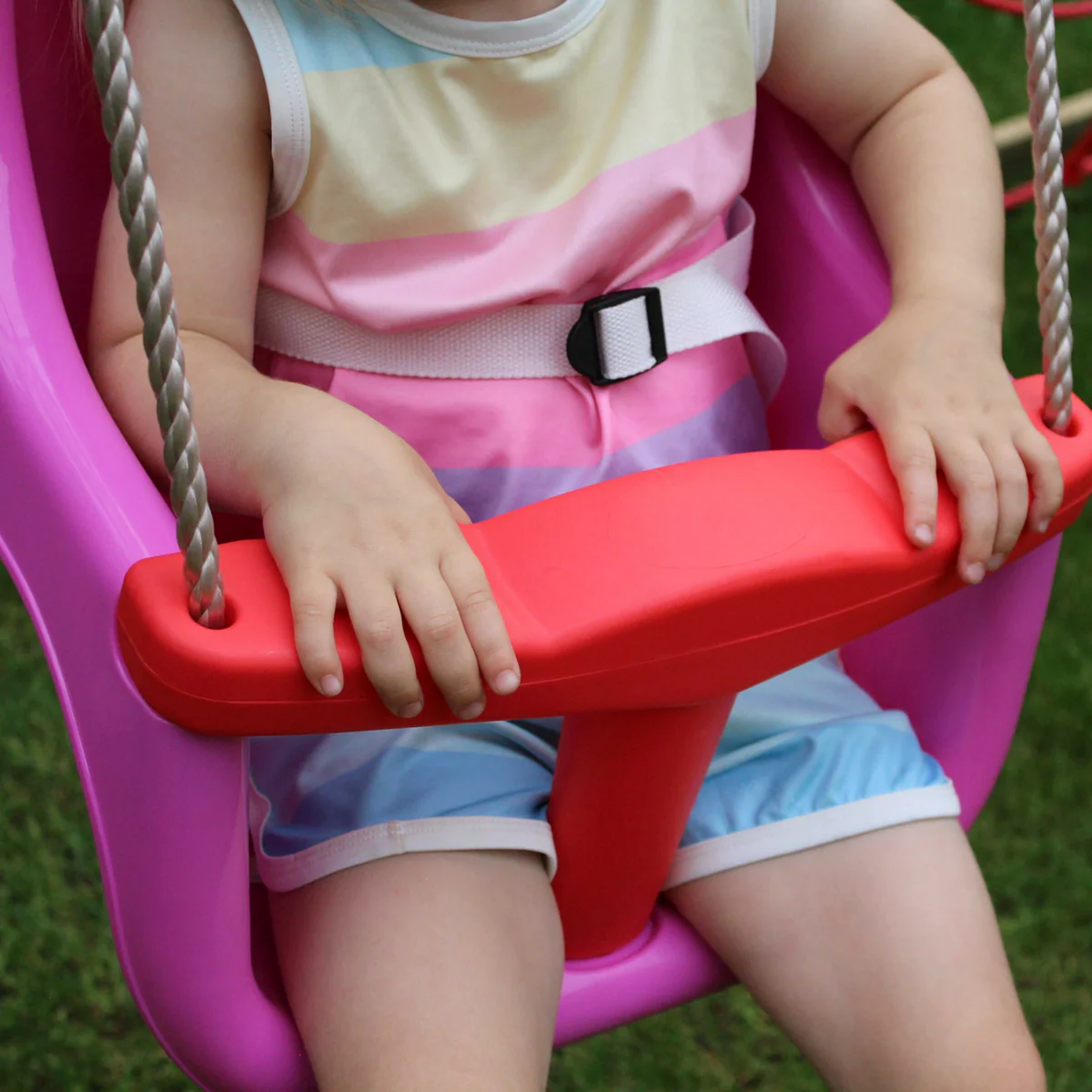 Wild Aussie 120cm Round Nest Wooden Swing Set with Baby Seat