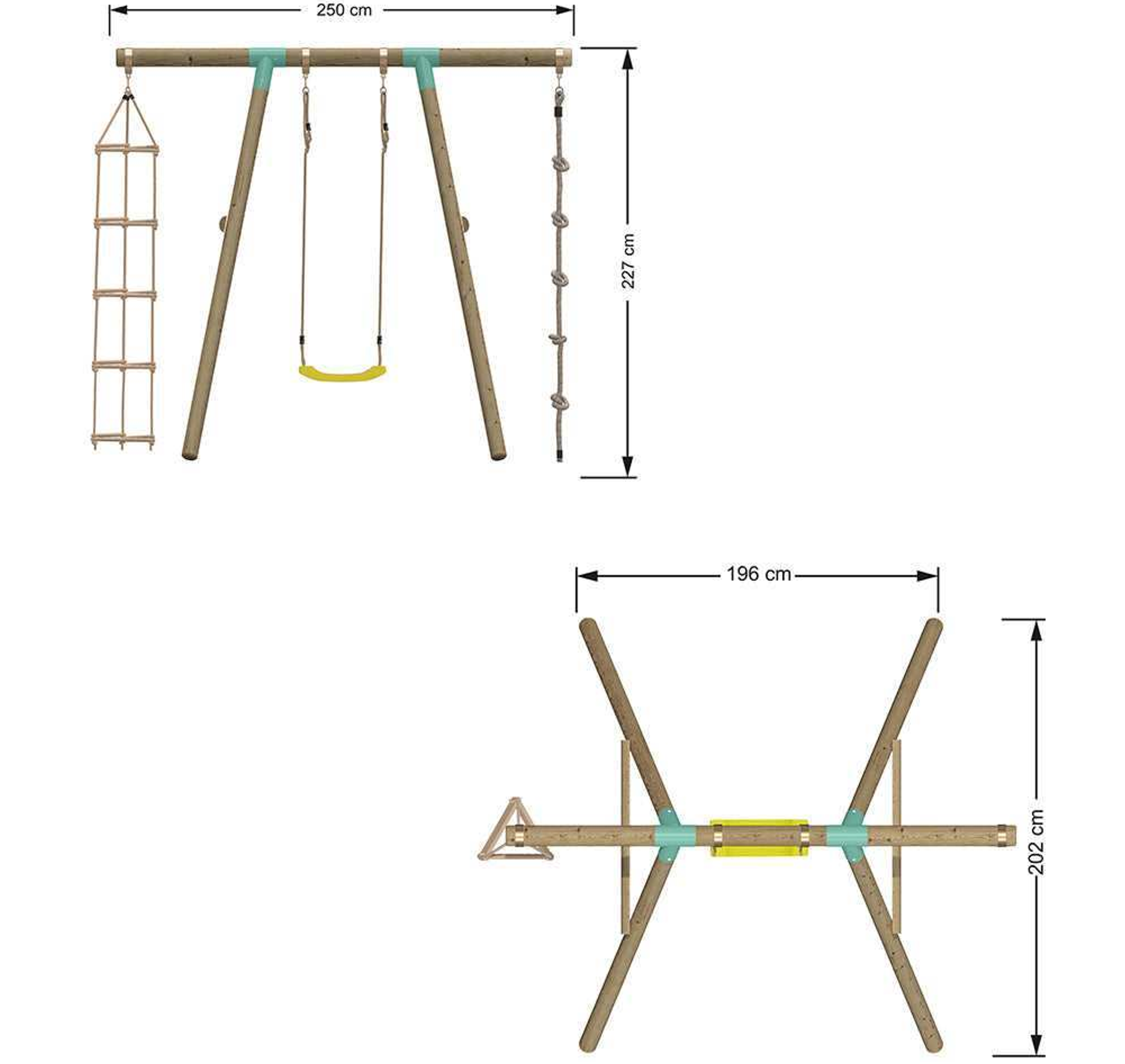 Wild Aussie 3 in 1 Wooden Swing Set