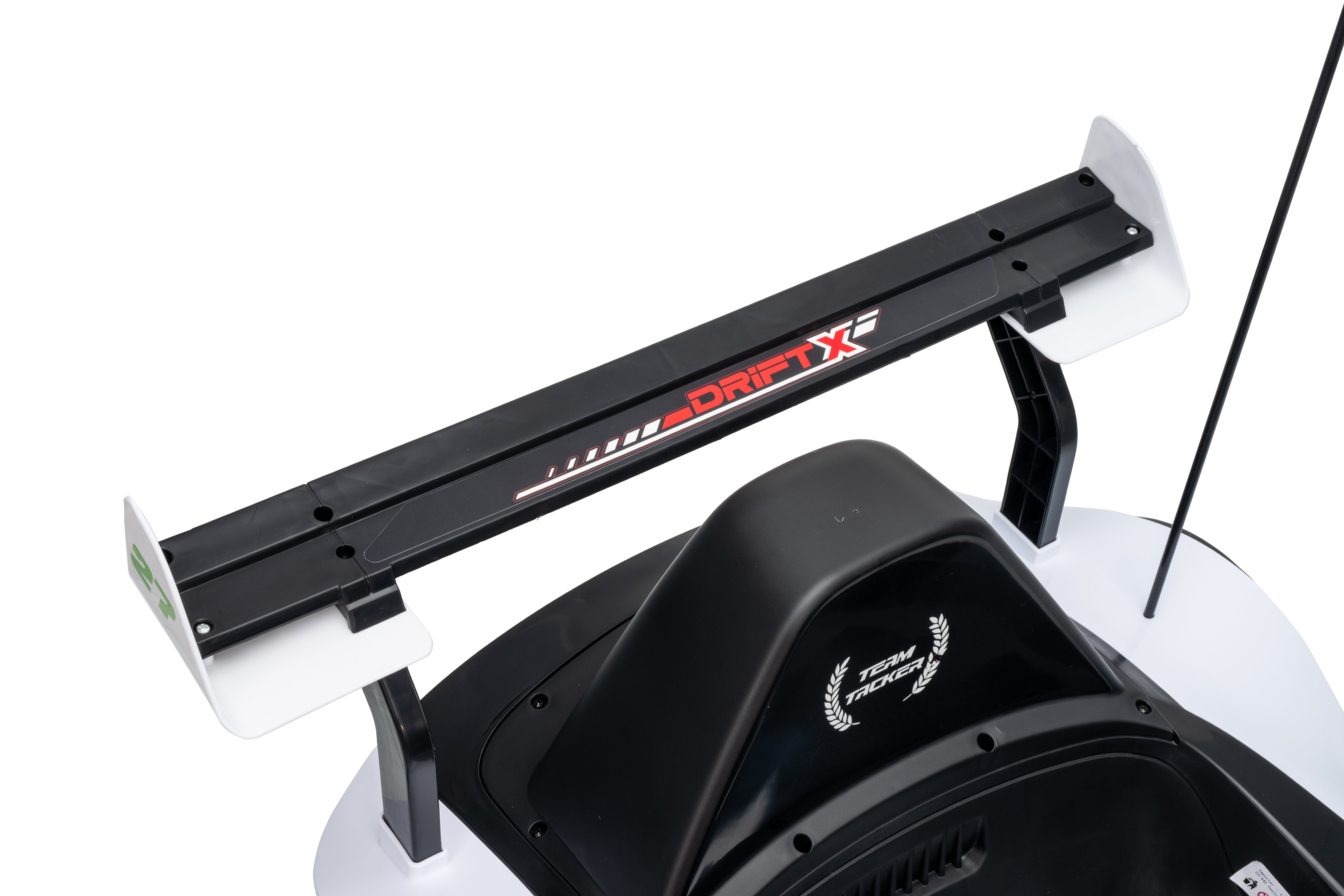 Car spoiler with 'DRIFT-X' branding on a white background