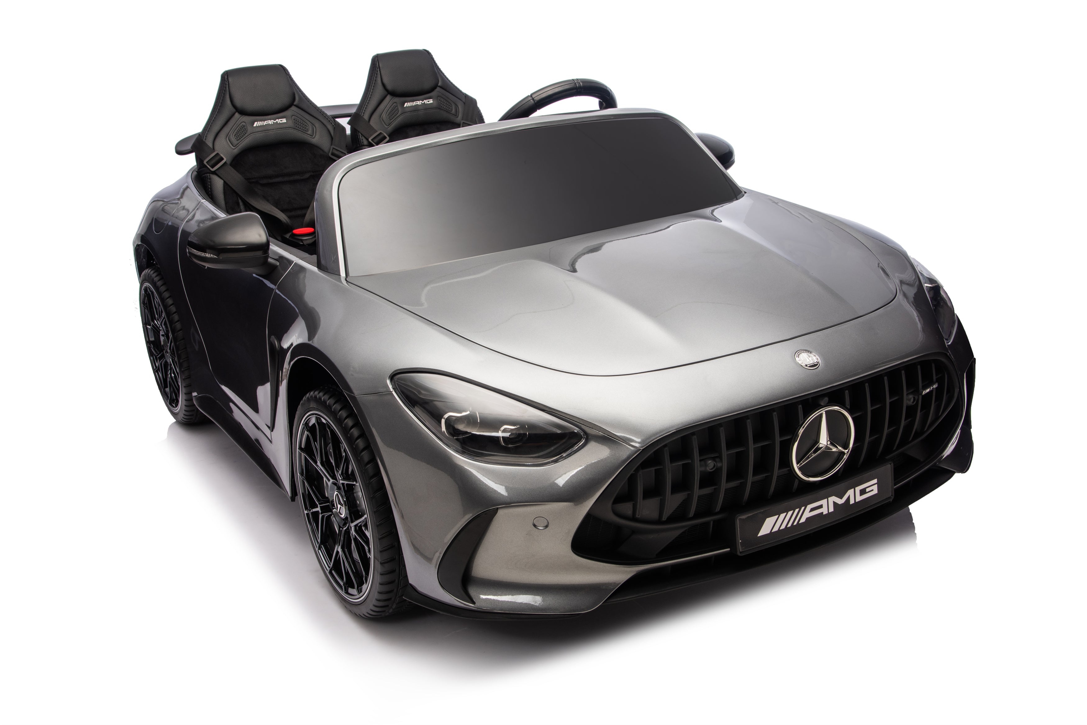 Children's toy car resembling a Mercedes-Benz AMG model on a white background