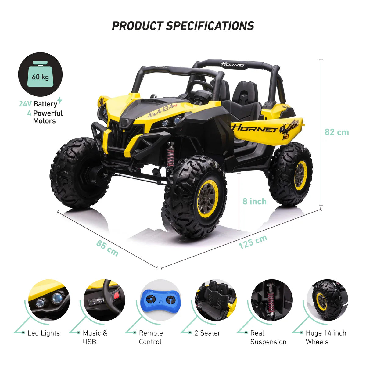The Hornet 24v 4wd Off Road UTV Ride On Buggy