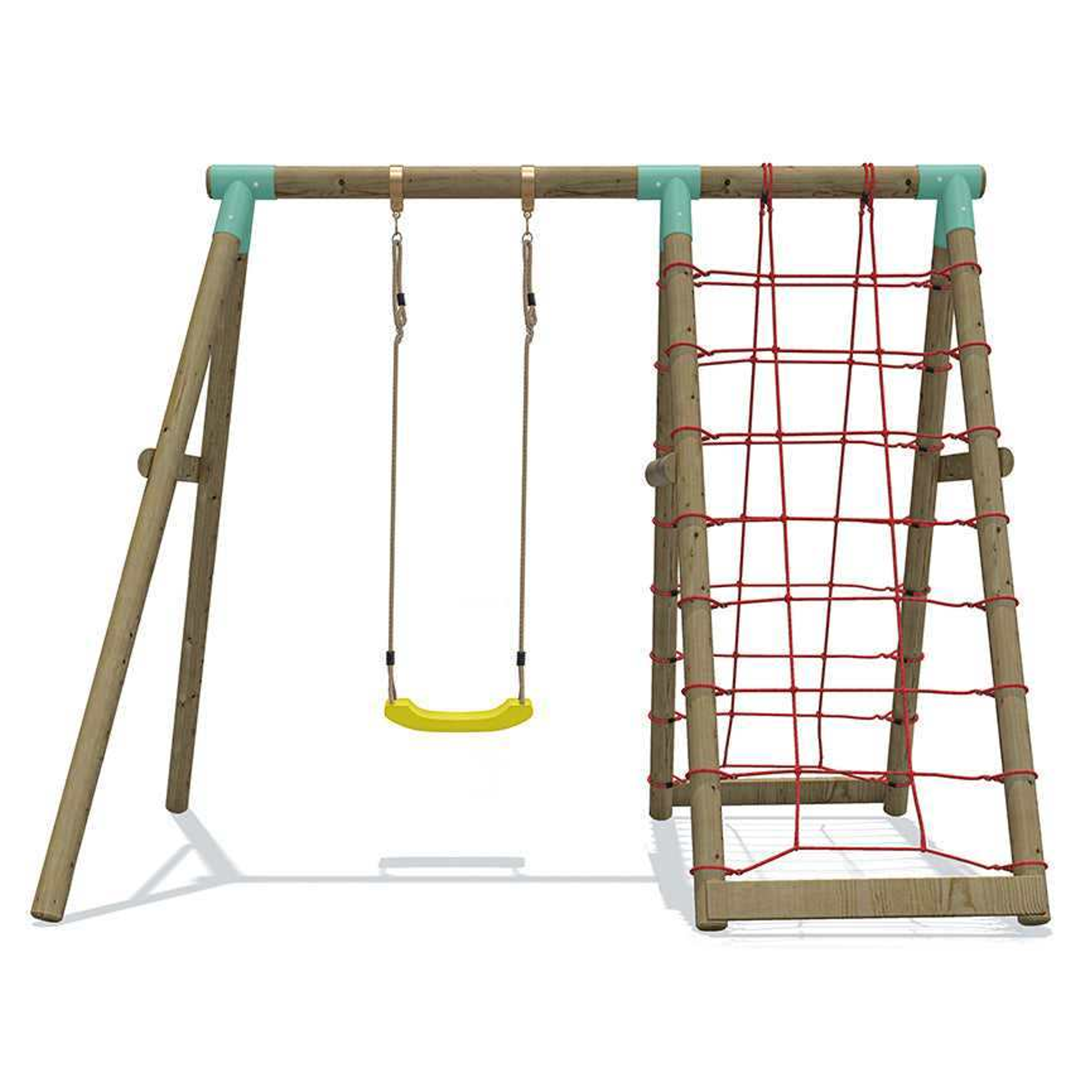 Wild Aussie Wooden Swing Set With Double Cargo Net