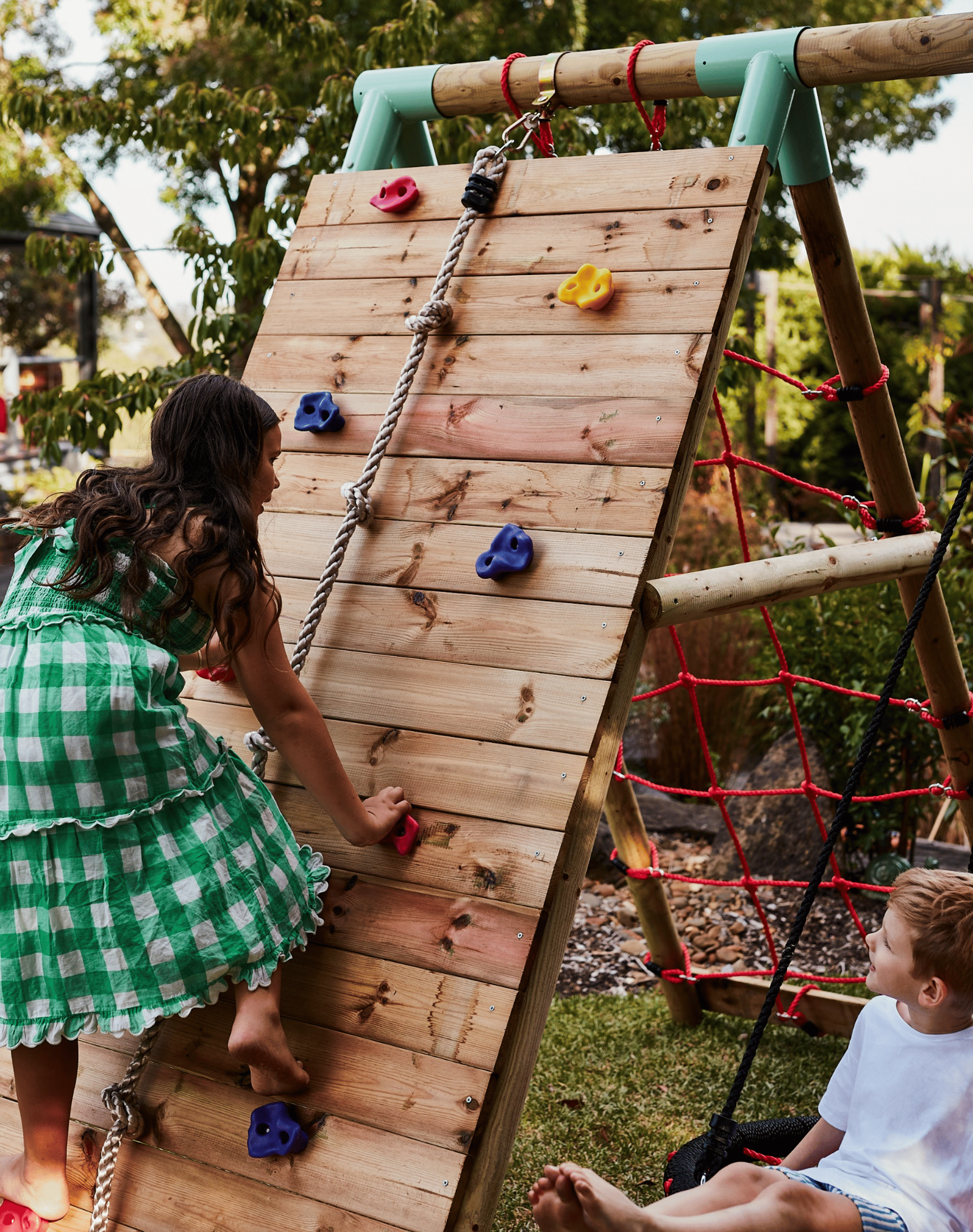 Wild Aussie Wooden Climber Swing Set