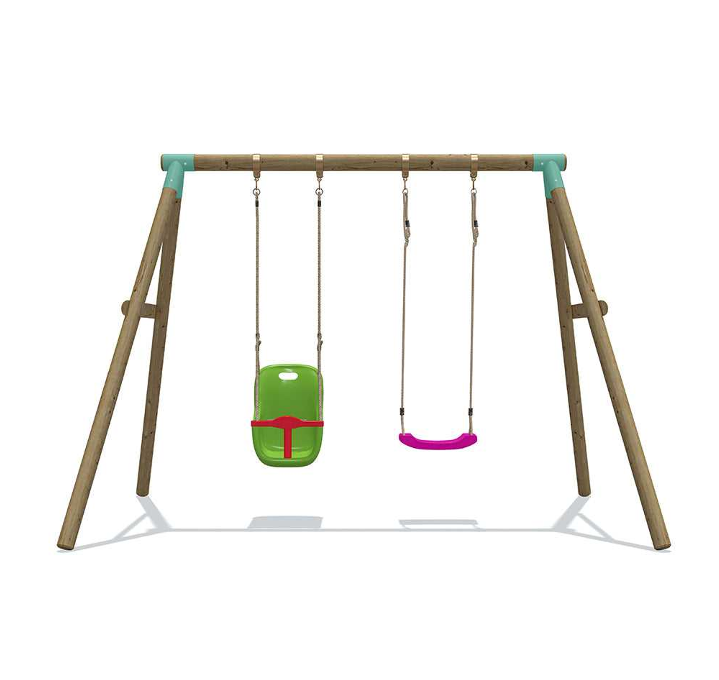 Wild Aussie Wooden Double Swing Set With Baby Seat