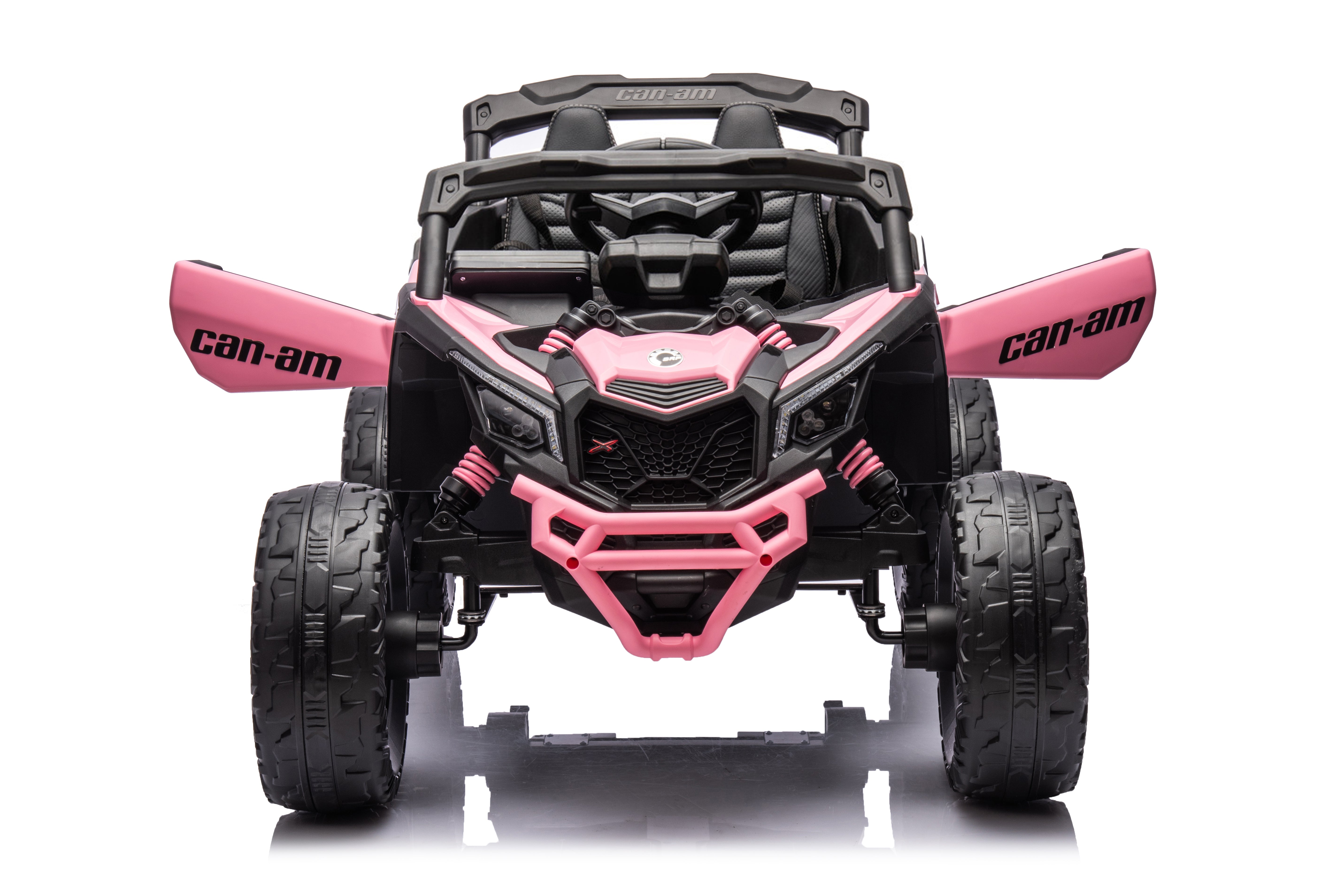 Pink and black Can-Am vehicle on a white background