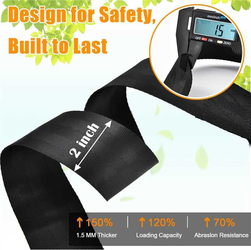 Black strap with measurement details and digital display on a white background