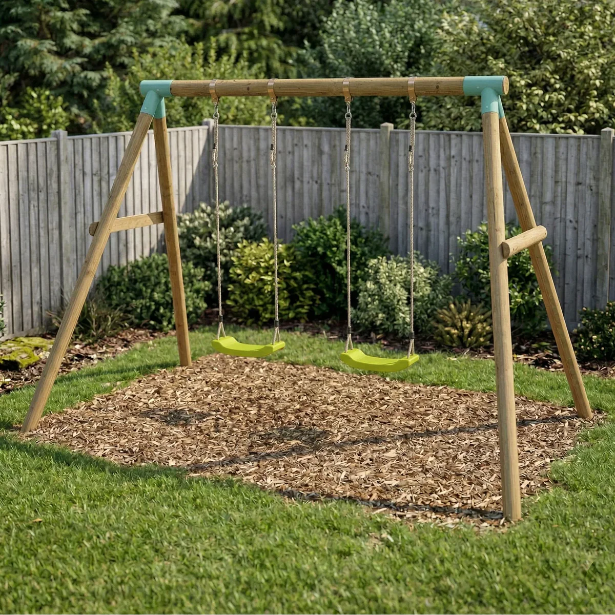 Wild Aussie Double Seat Wooden Swing Set