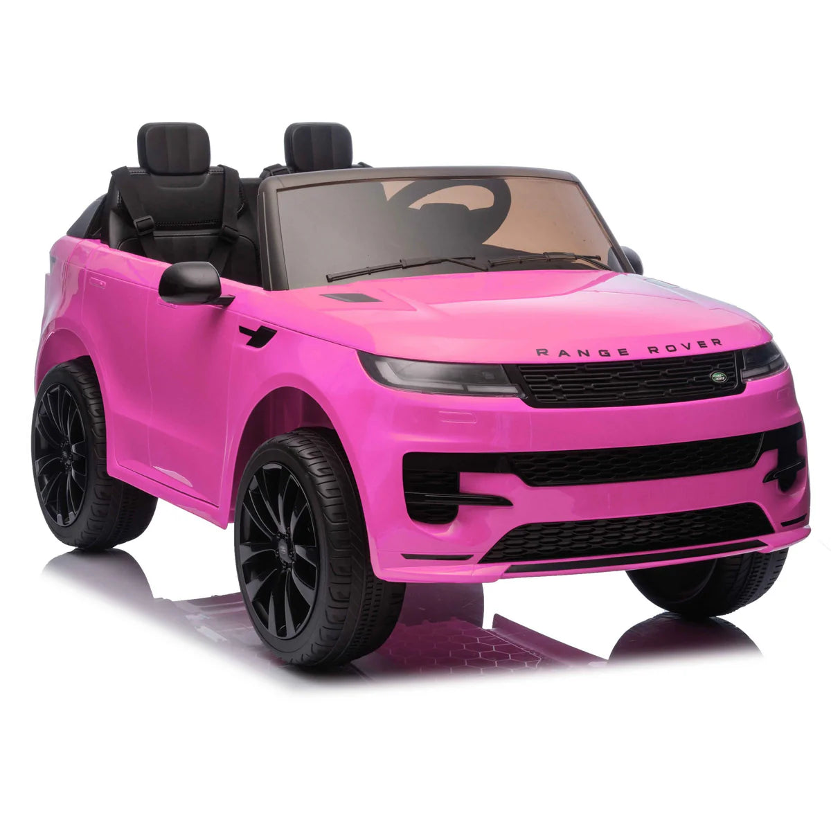 Pink toy Range Rover on a white background