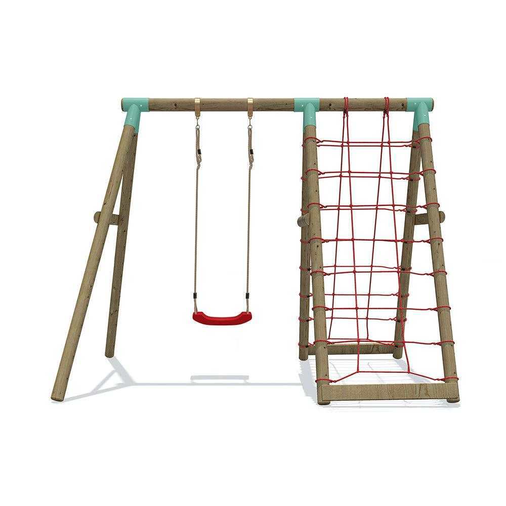 Wild Aussie Wooden Swing Set With Double Cargo Net