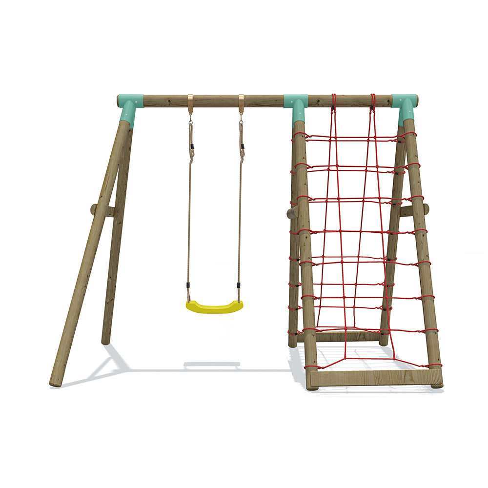 Wild Aussie Wooden Swing Set With Double Cargo Net