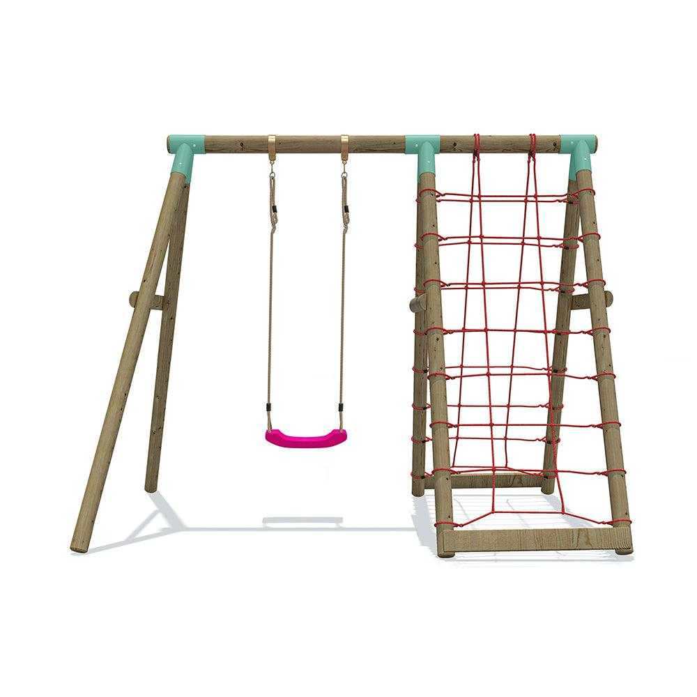 Wild Aussie Wooden Swing Set With Double Cargo Net