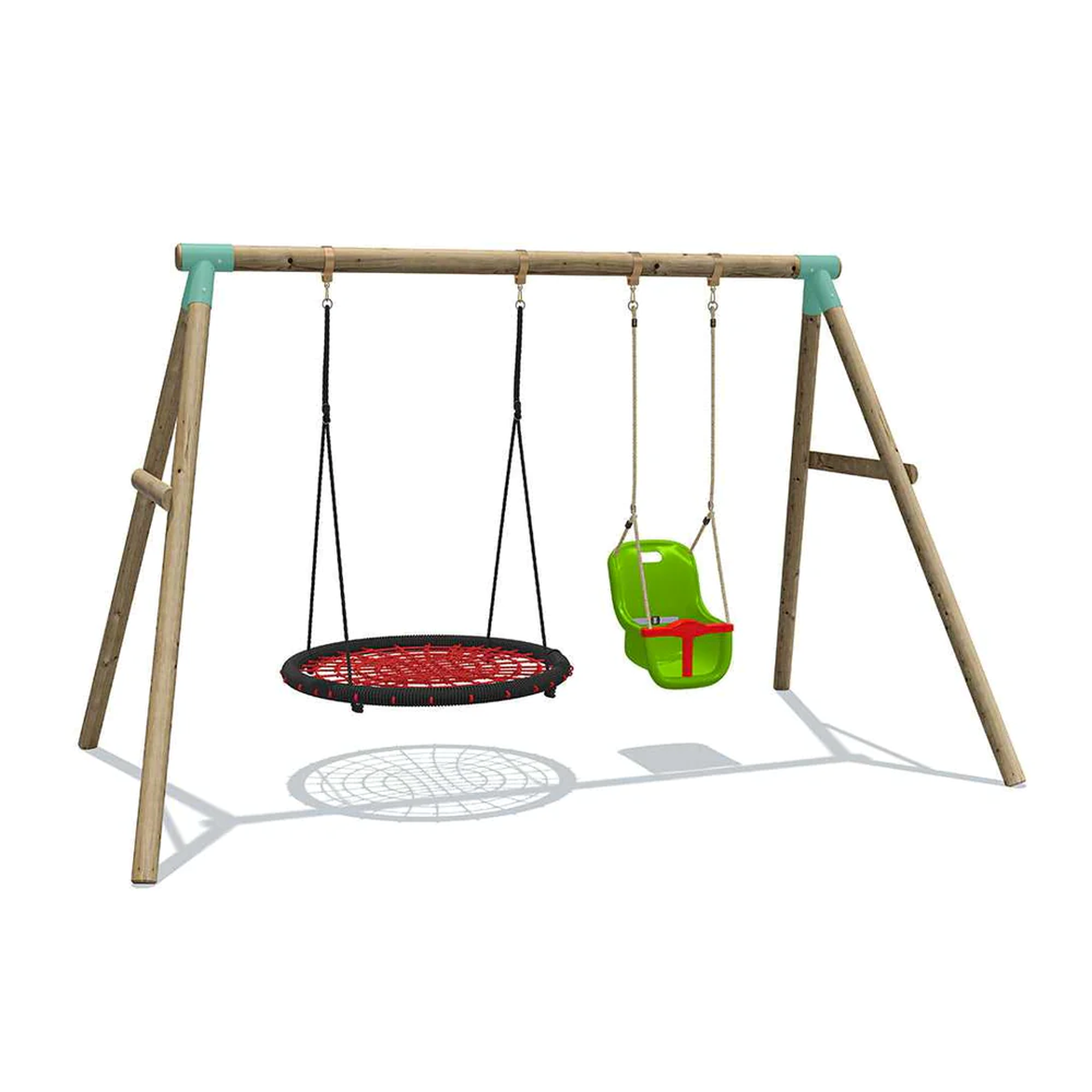 Wild Aussie 120cm Round Nest Wooden Swing Set with Baby Seat