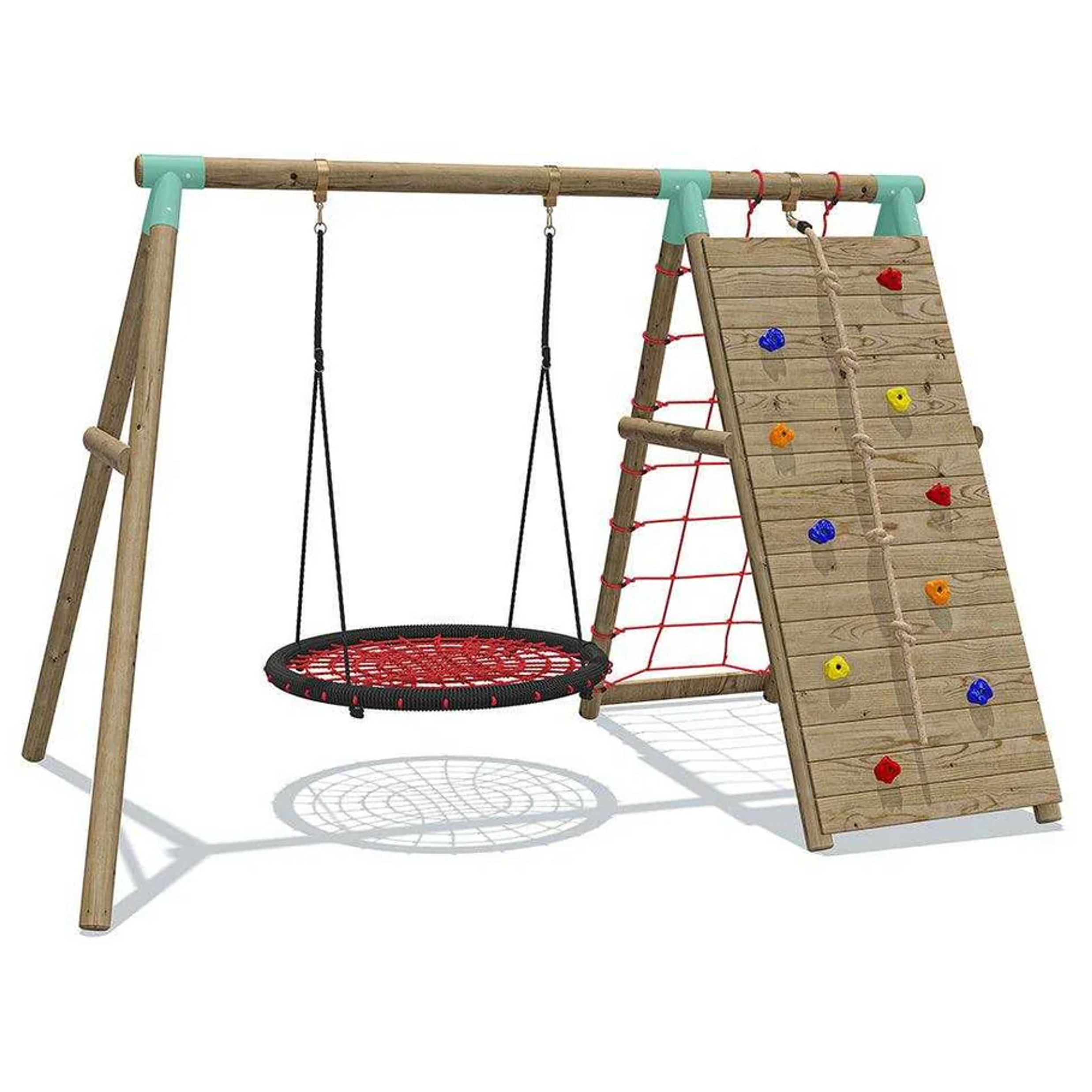 Wild Aussie Wooden Climber & 120cm Nest Swing Set