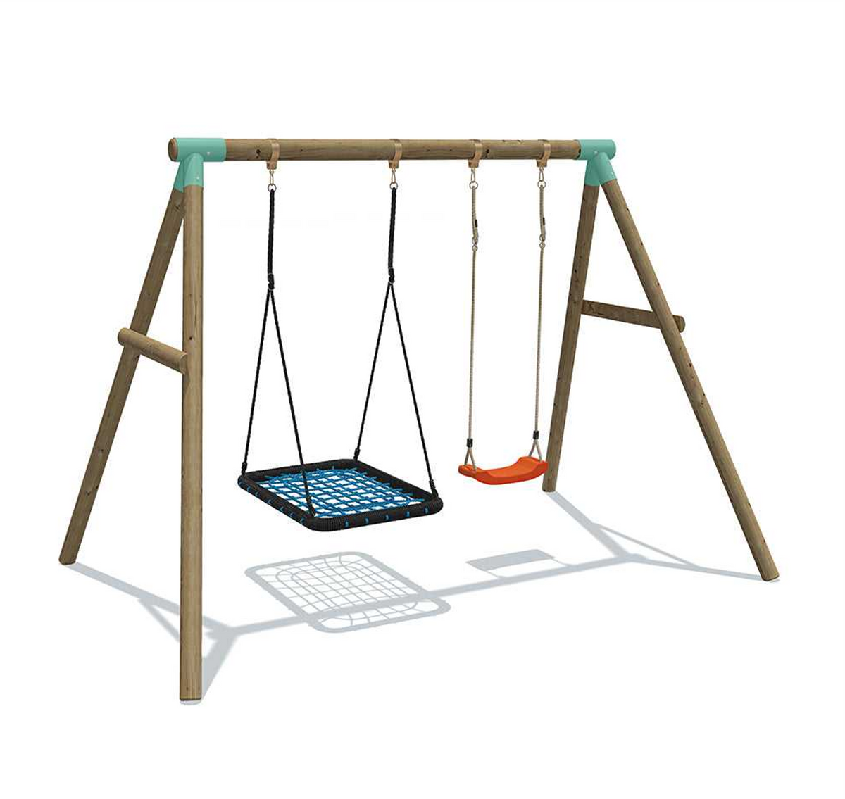 Rectangular Swing Rectangle Nest Wooden Swing Set - Kids Out Door Play Equipment