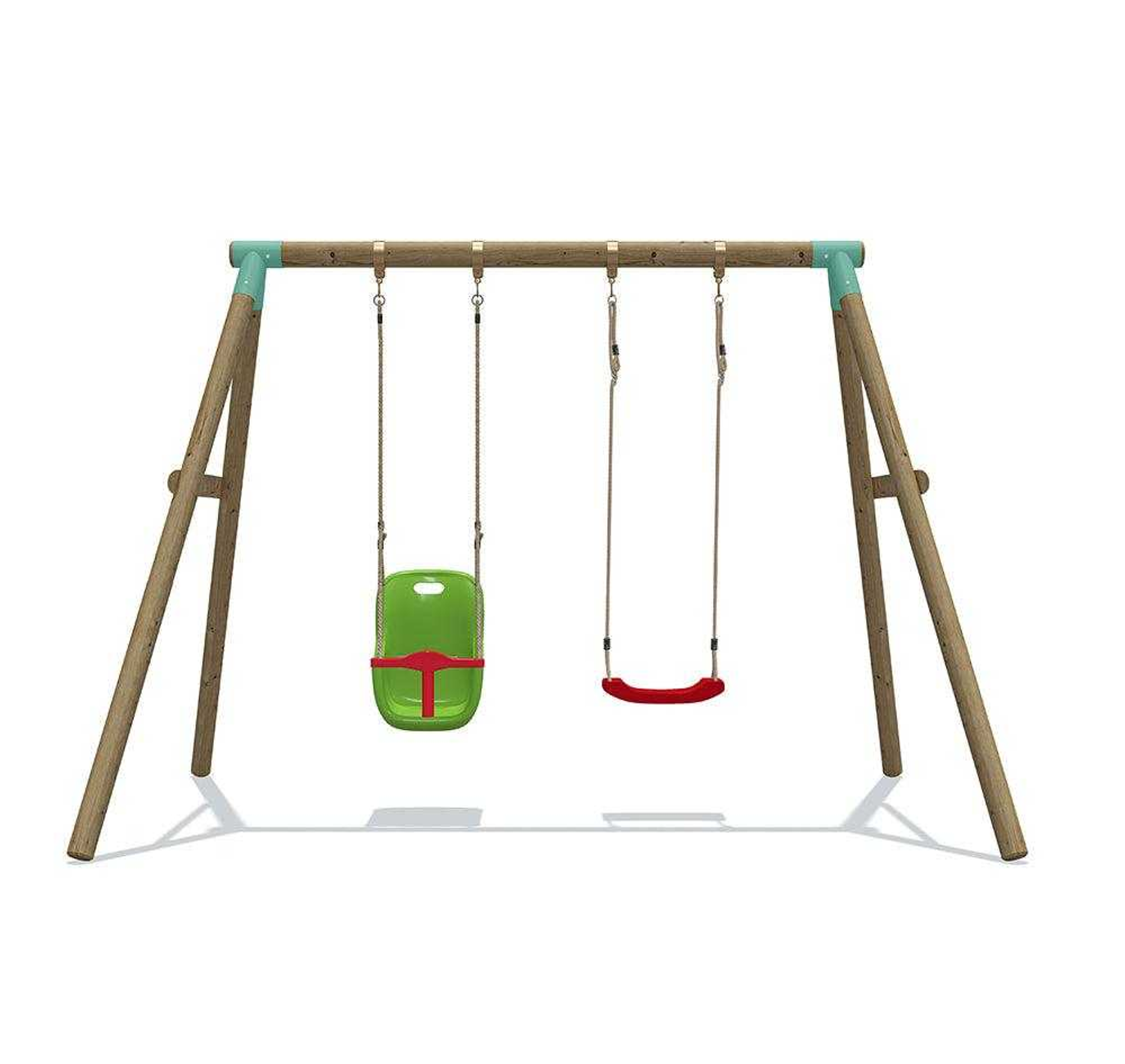 Wild Aussie Wooden Double Swing Set With Baby Seat
