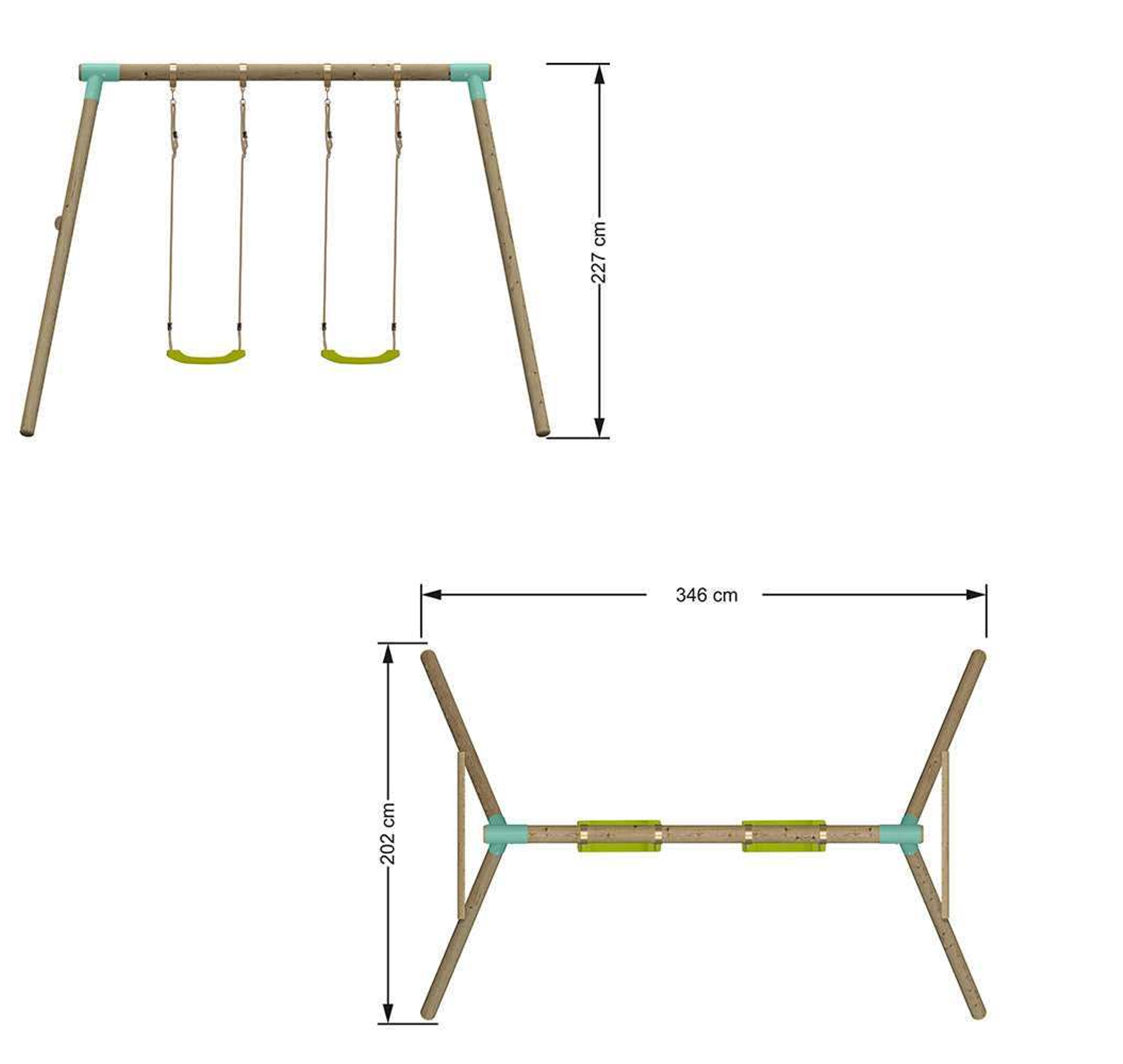 Wild Aussie Double Seat Wooden Swing Set