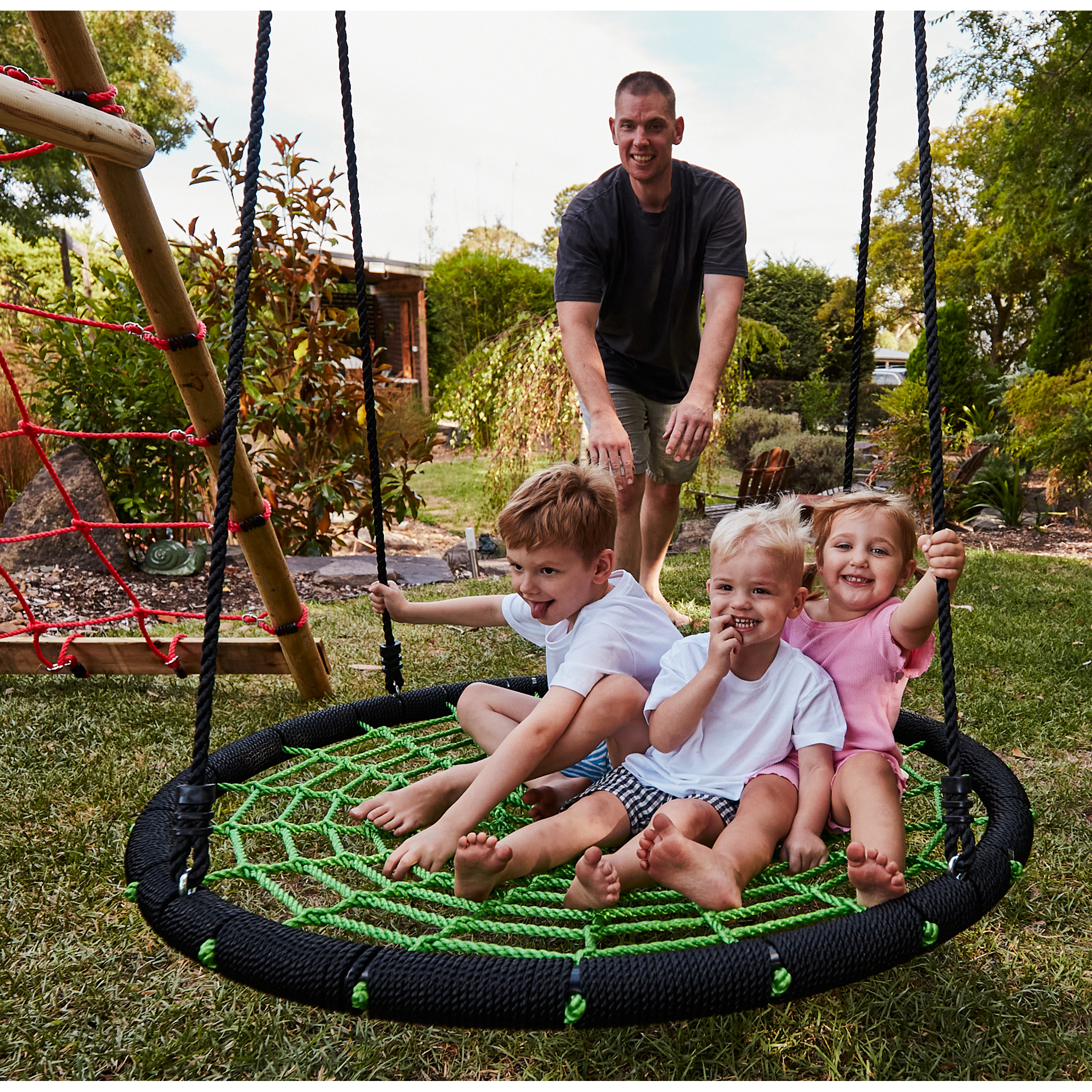 Wild Aussie Wooden Climber & 120cm Nest Swing Set