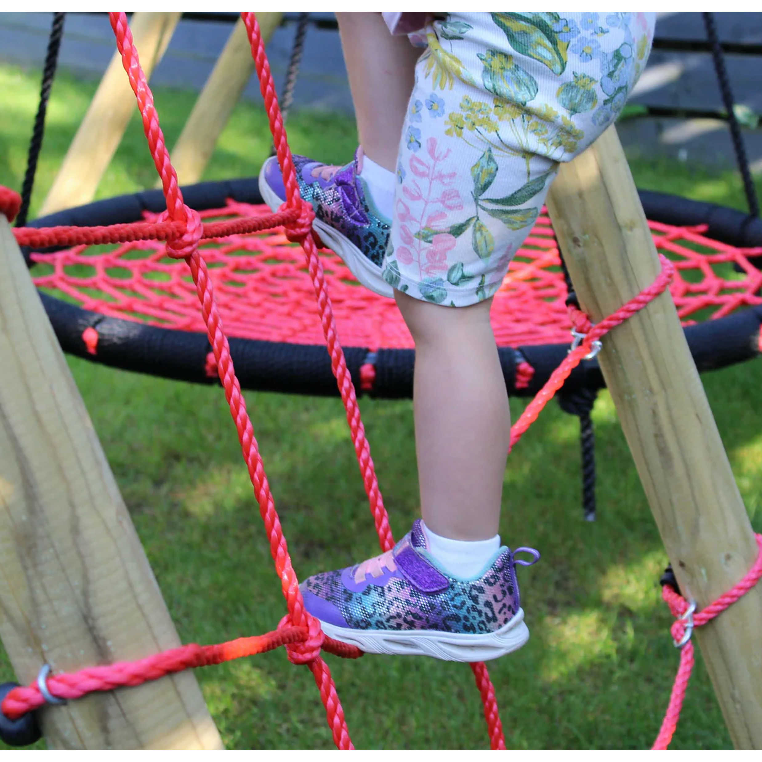 Wild Aussie Wooden Swing Set With Double Cargo Net