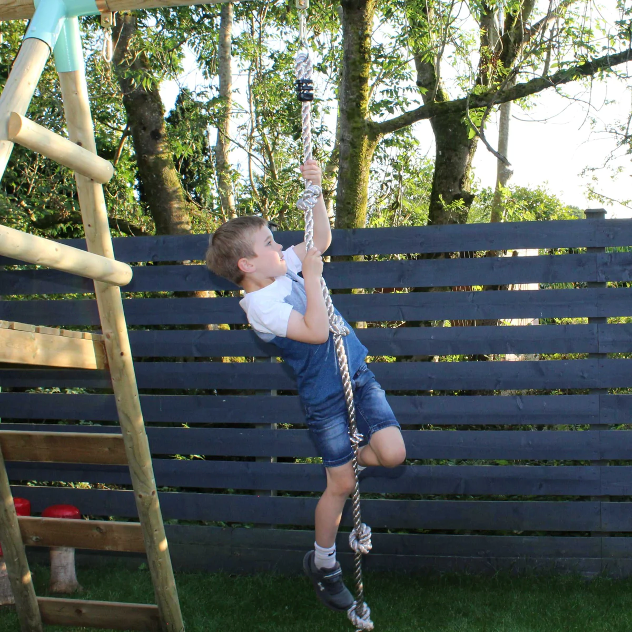Wild Aussie 3 in 1 Rectangle Wooden Swing Set With Rope & Ladder