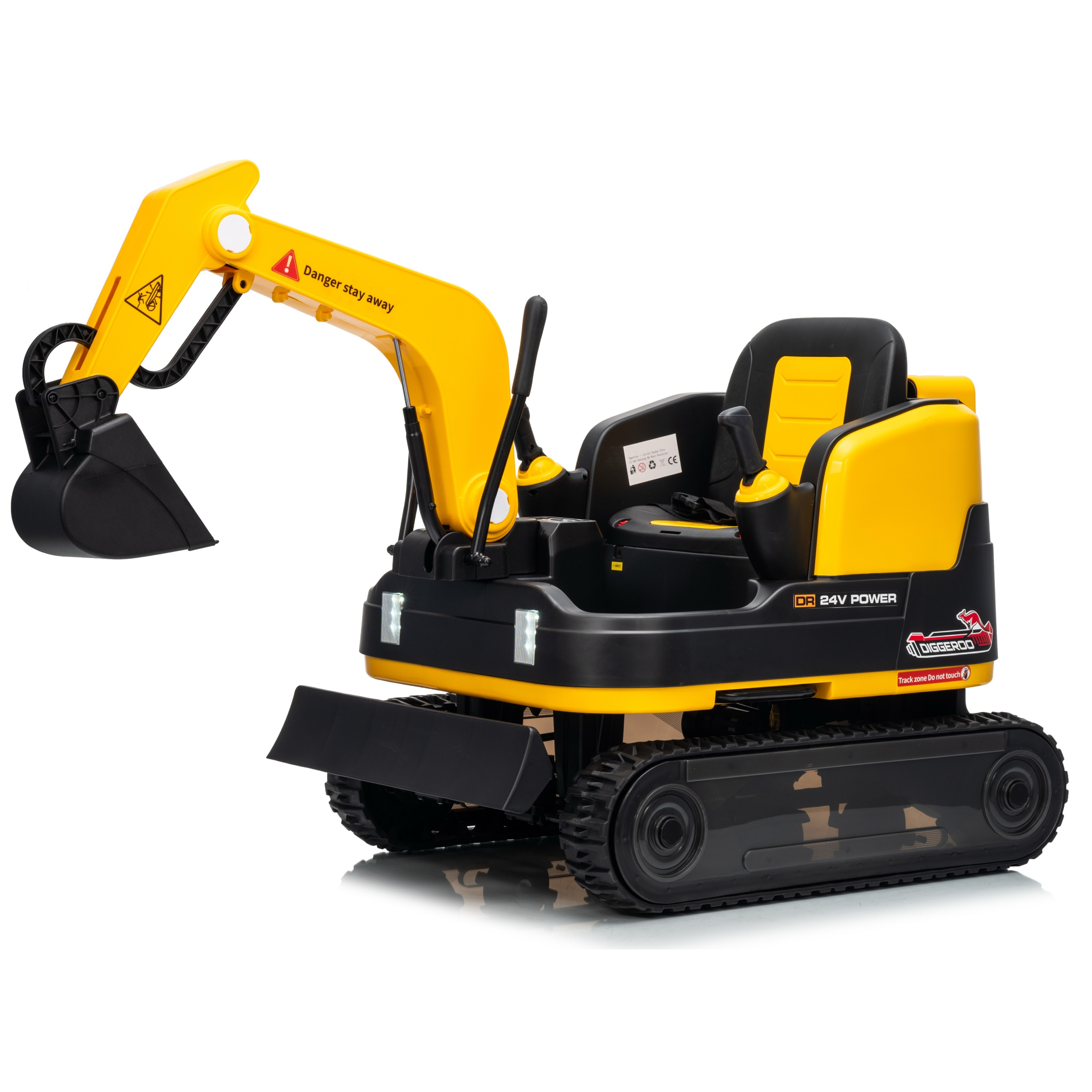 Diggeroo 24v Digger Excavator Ride On With Front Arm & Bucket Shovel