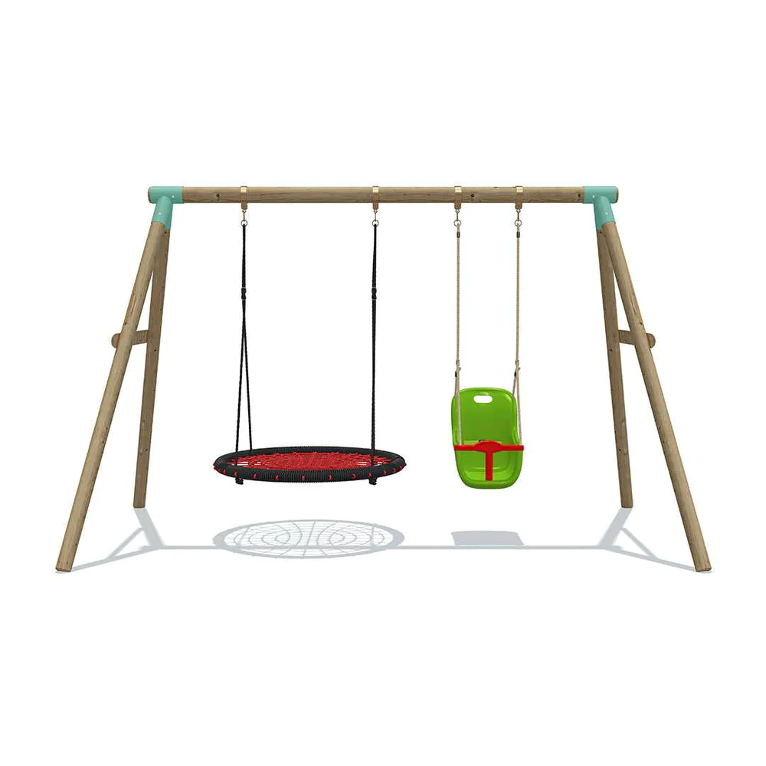 Wild Aussie 120cm Round Nest Wooden Swing Set with Baby Seat