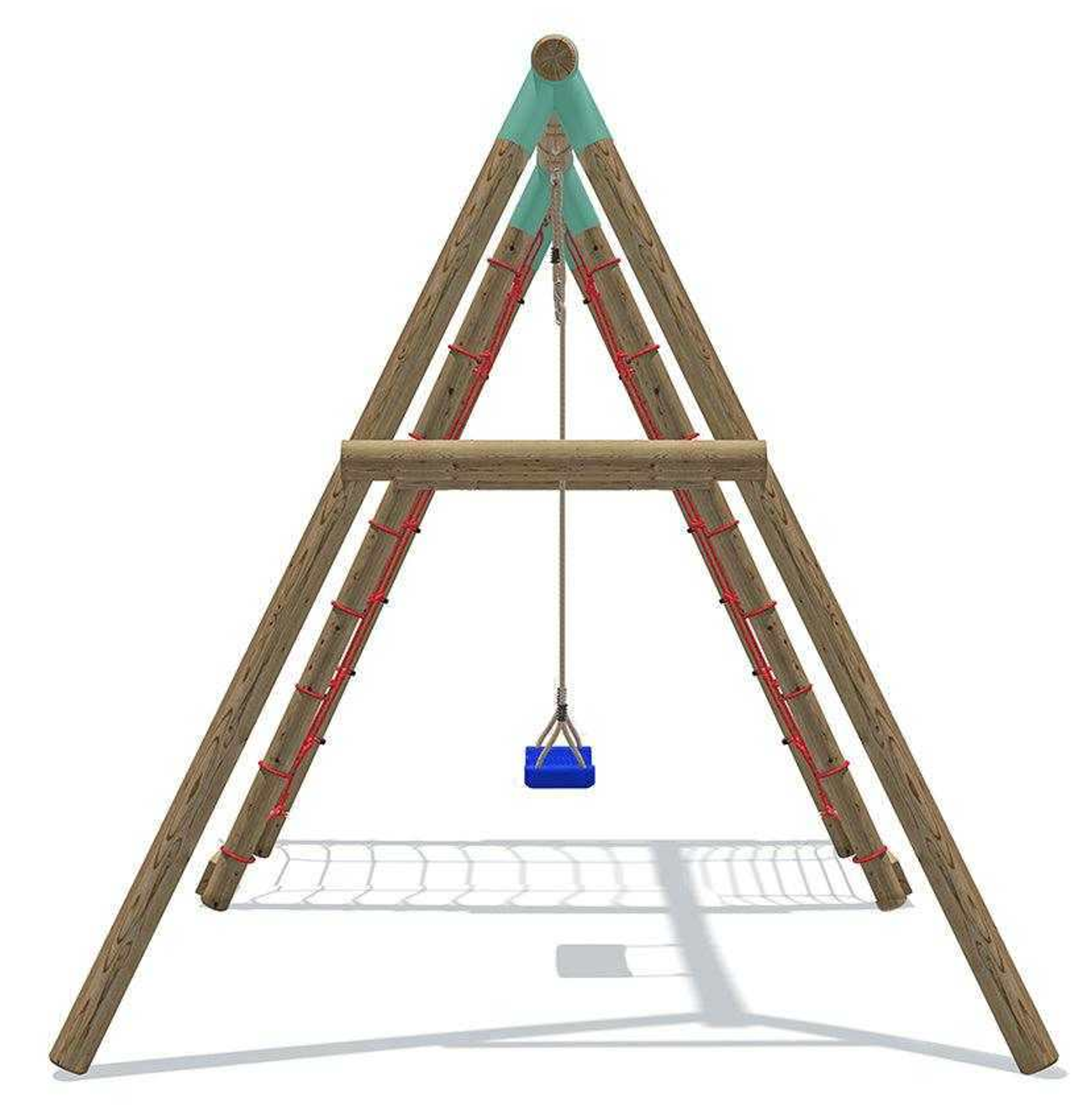 Wild Aussie Wooden Swing Set With Double Cargo Net