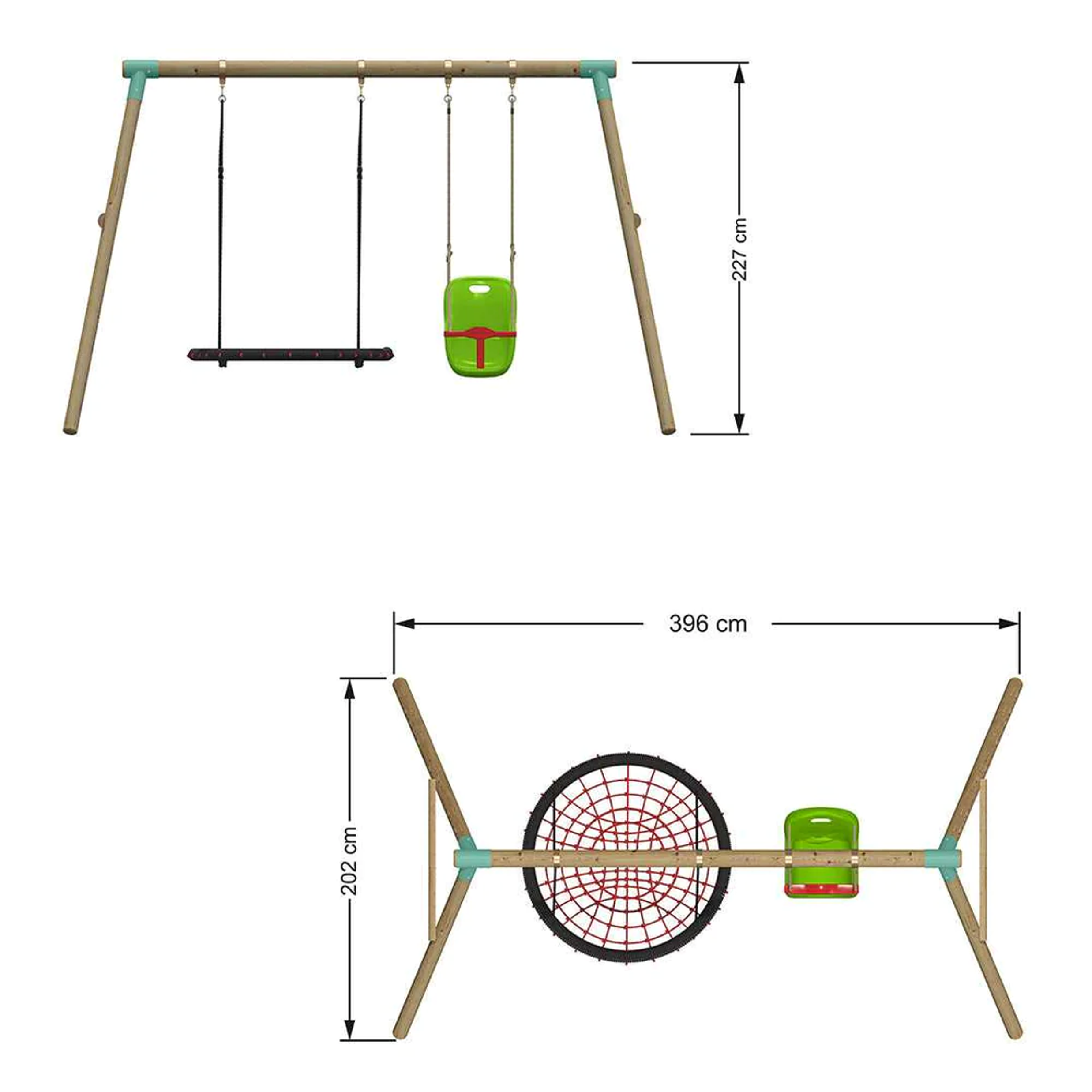 Wild Aussie 120cm Round Nest Wooden Swing Set with Baby Seat