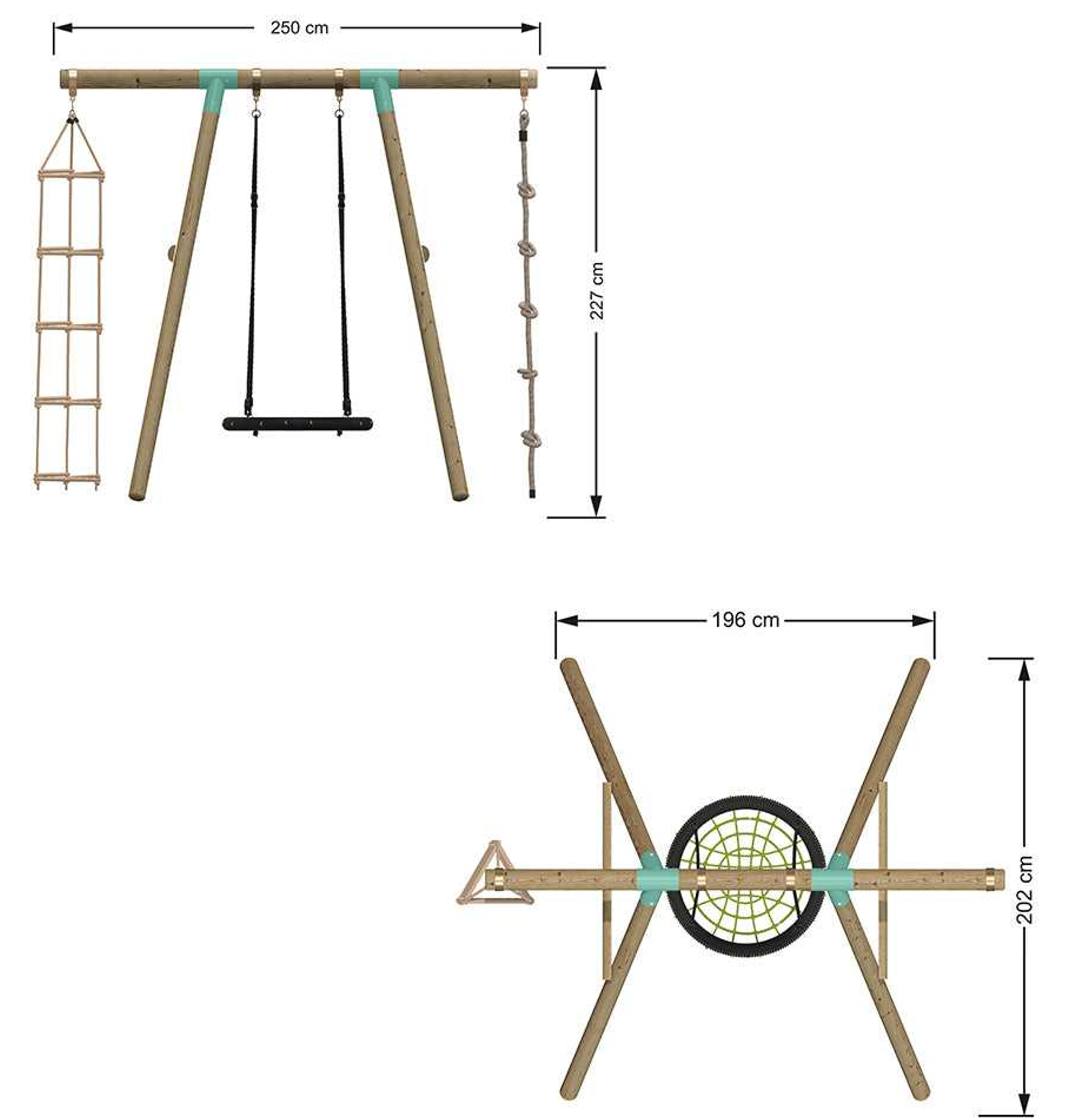 Wild Aussie 3 in 1 Round Nest Wooden Swing Set