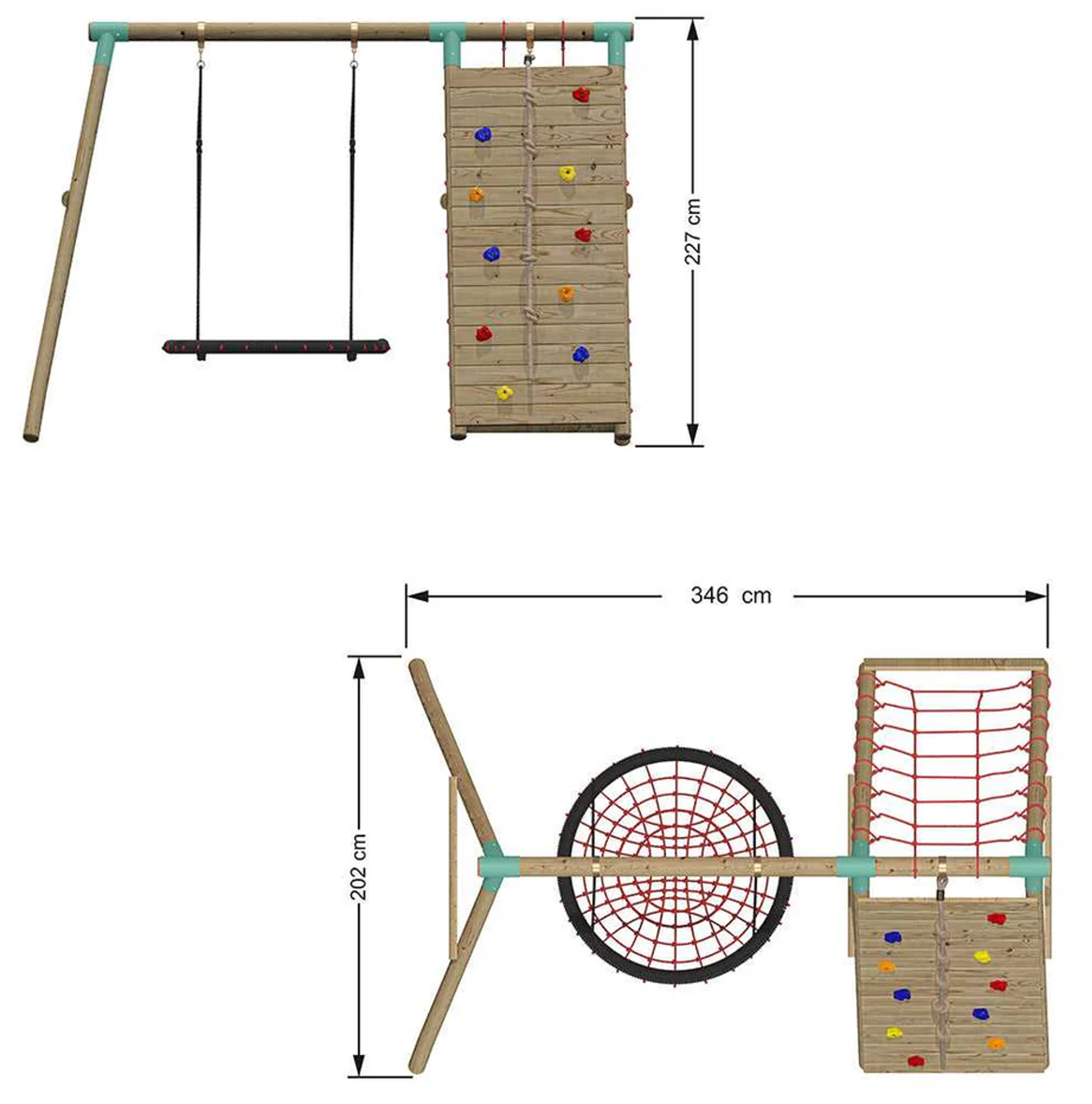 Wild Aussie Wooden Climber & 120cm Nest Swing Set