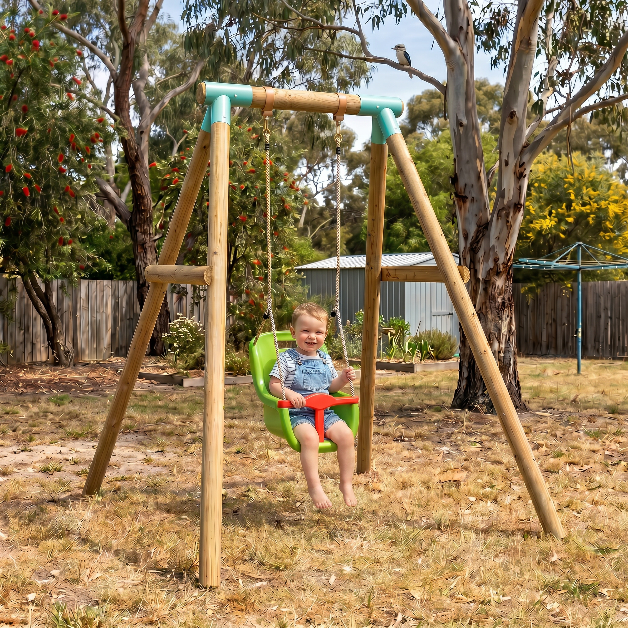 Wild Aussie “Grow With Me” 2-in-1 Wooden Swing Set