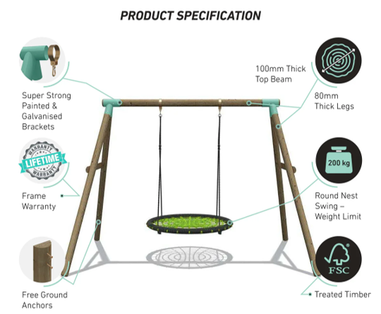 Wild Aussie 120cm Round Nest Swing Set