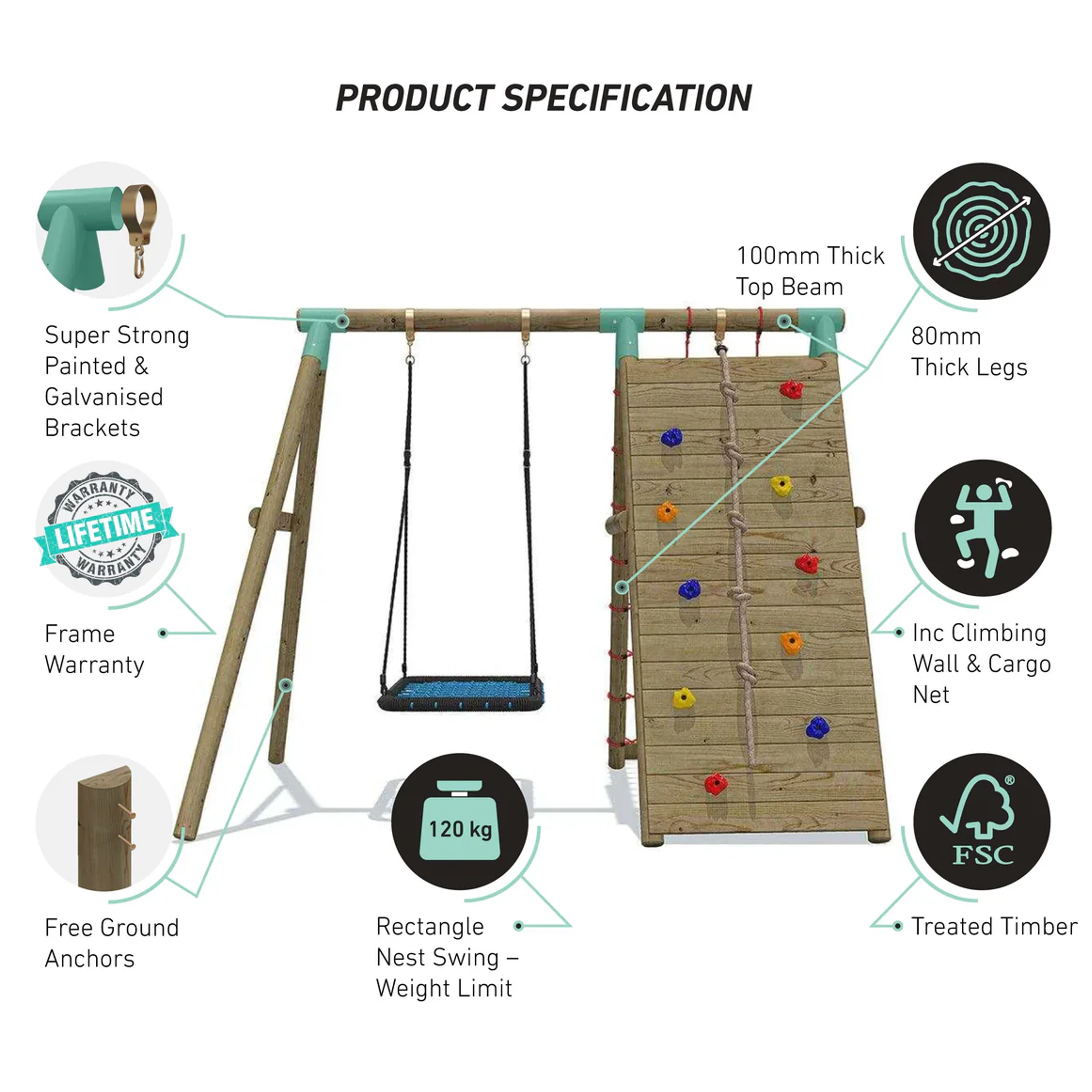 Wild Aussie Wooden Climber & Nest Swing Set
