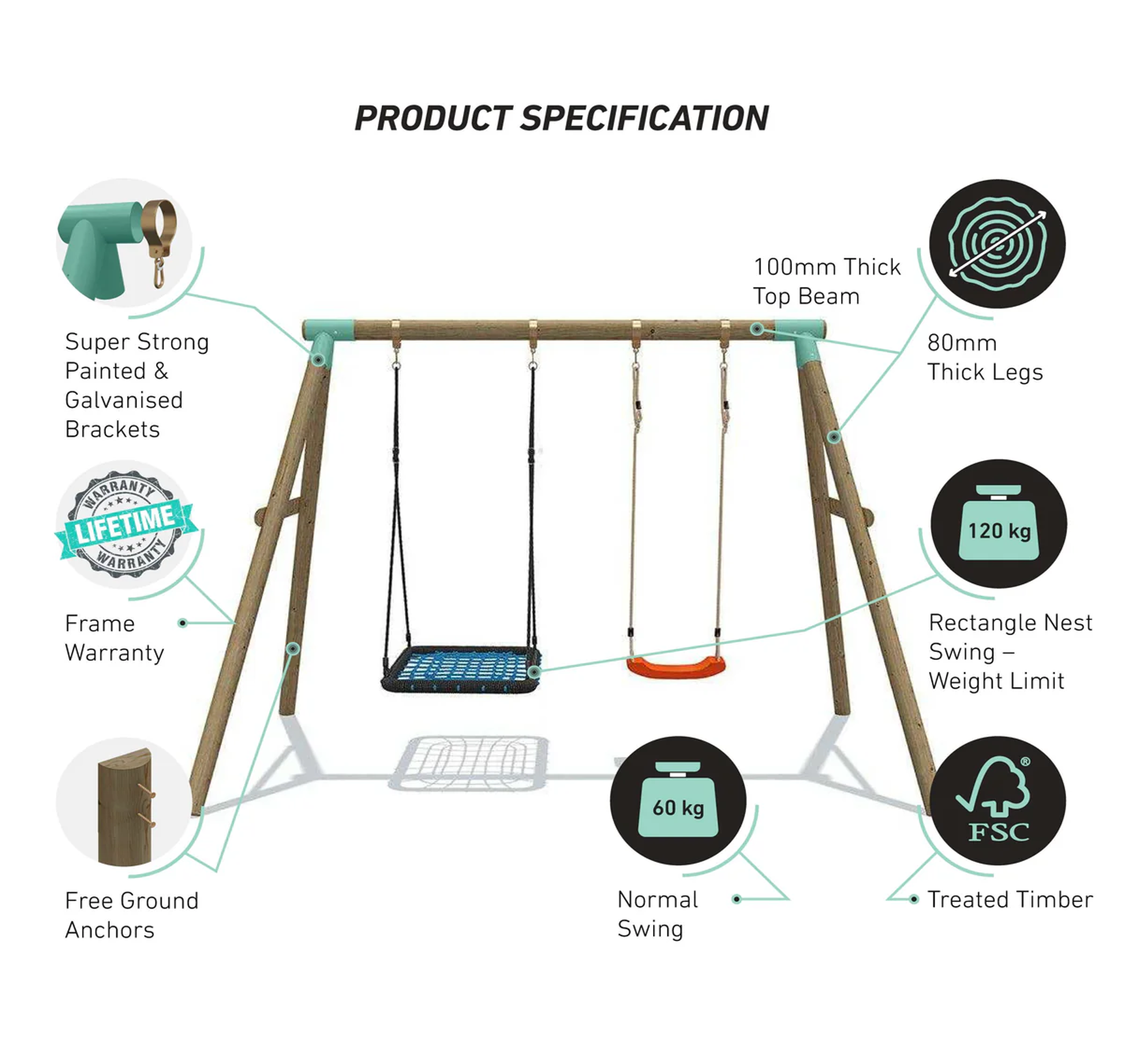 Wild Aussie Rectangle Nest & Swing Set
