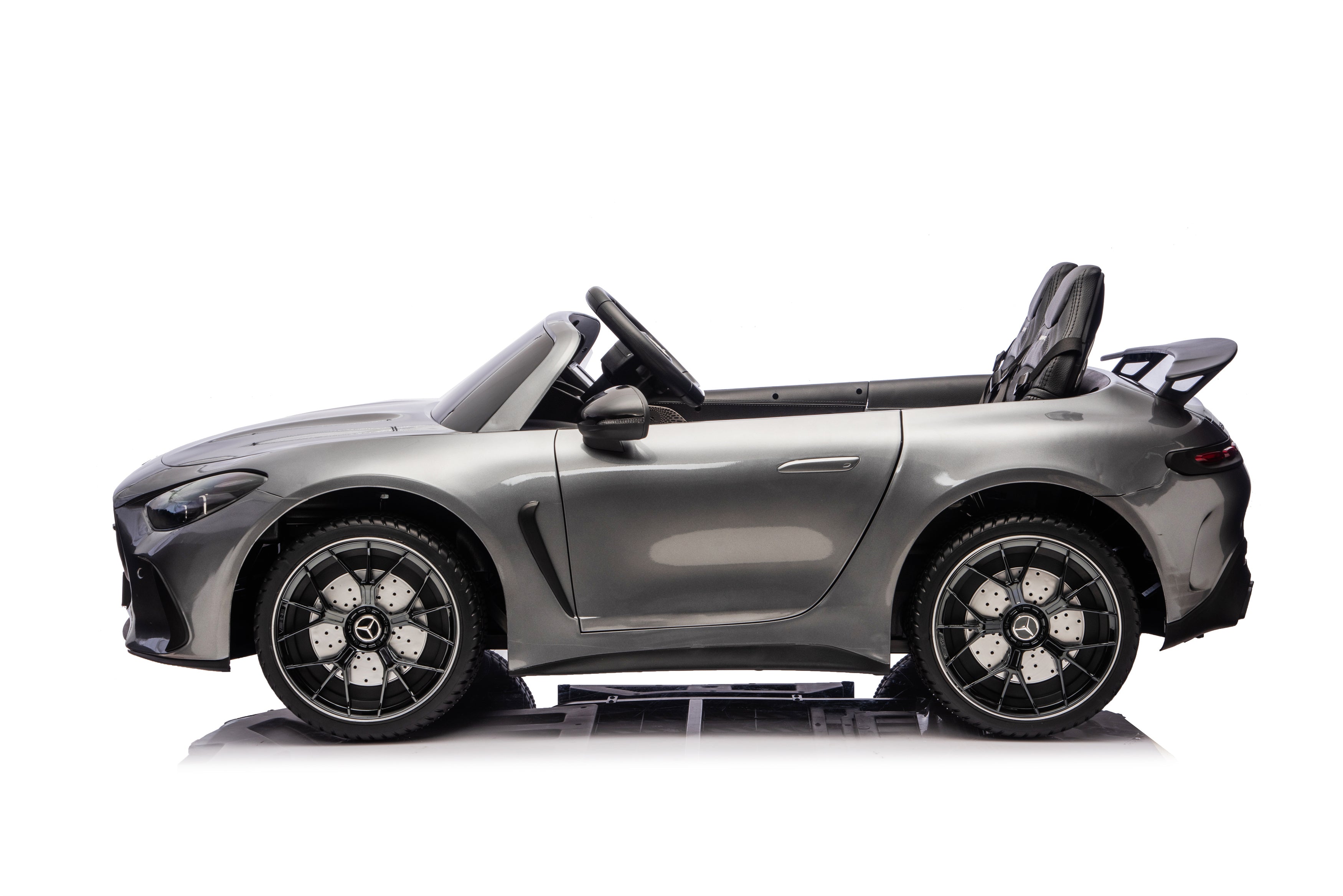 Gray convertible car on a white background