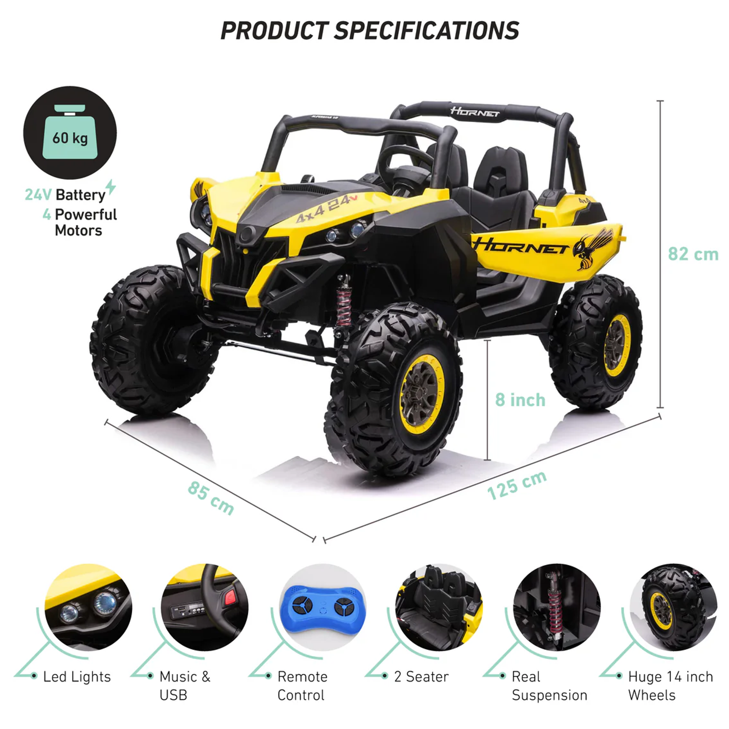 The Hornet 24v 4wd Off Road UTV Ride On Buggy
