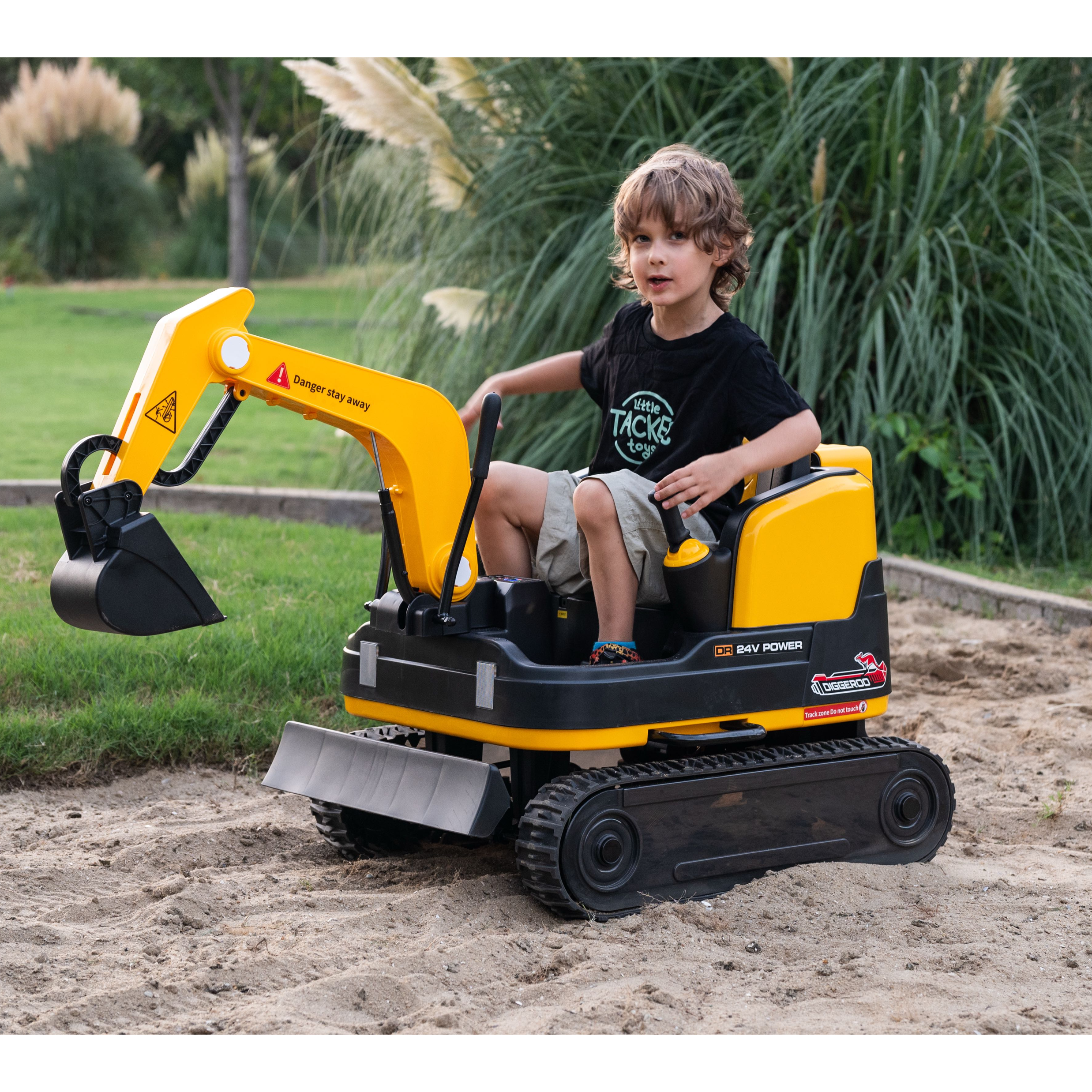 Diggeroo 24v Digger Excavator Ride On With Front Arm & Bucket Shovel