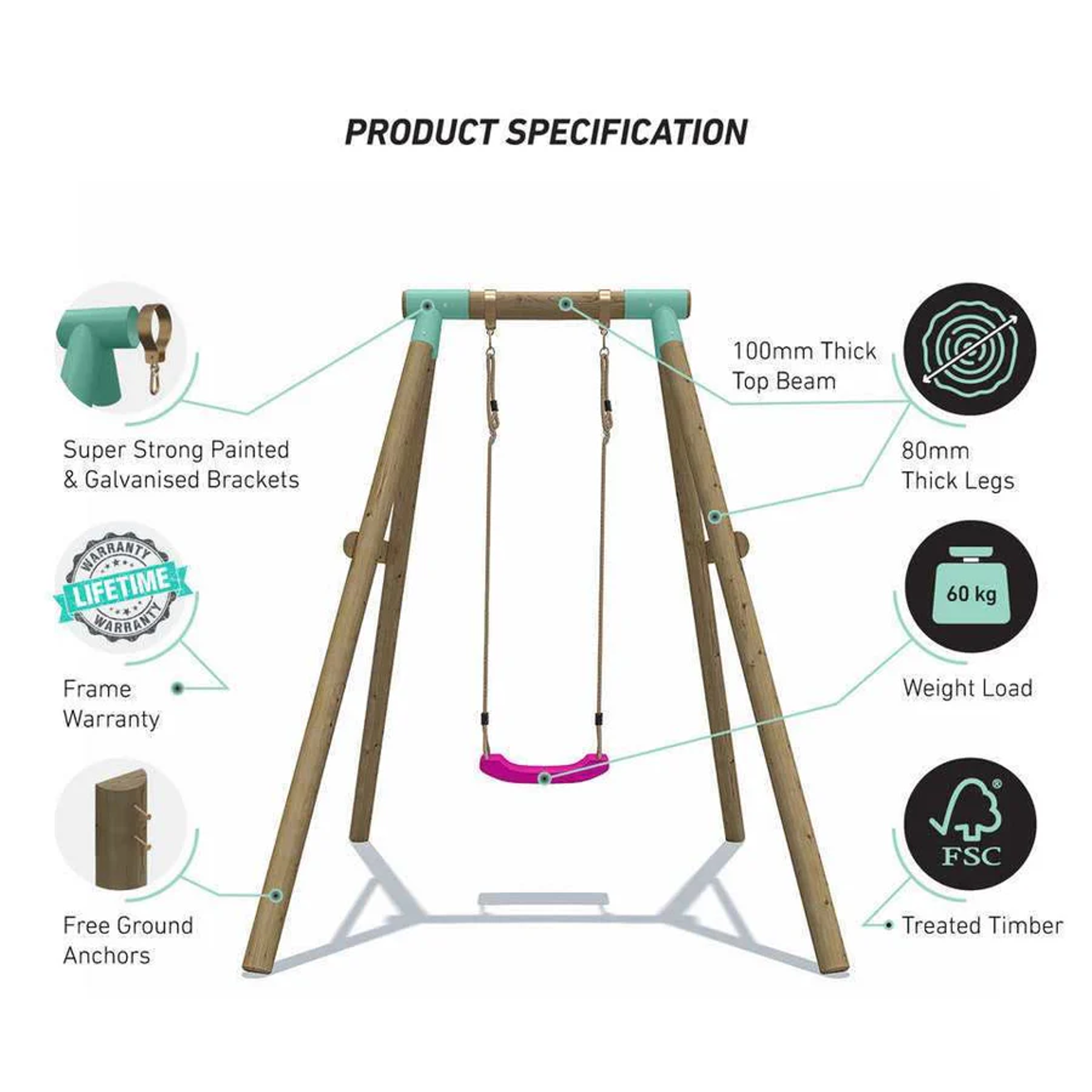 Wild Aussie Kids Wooden Swing Set