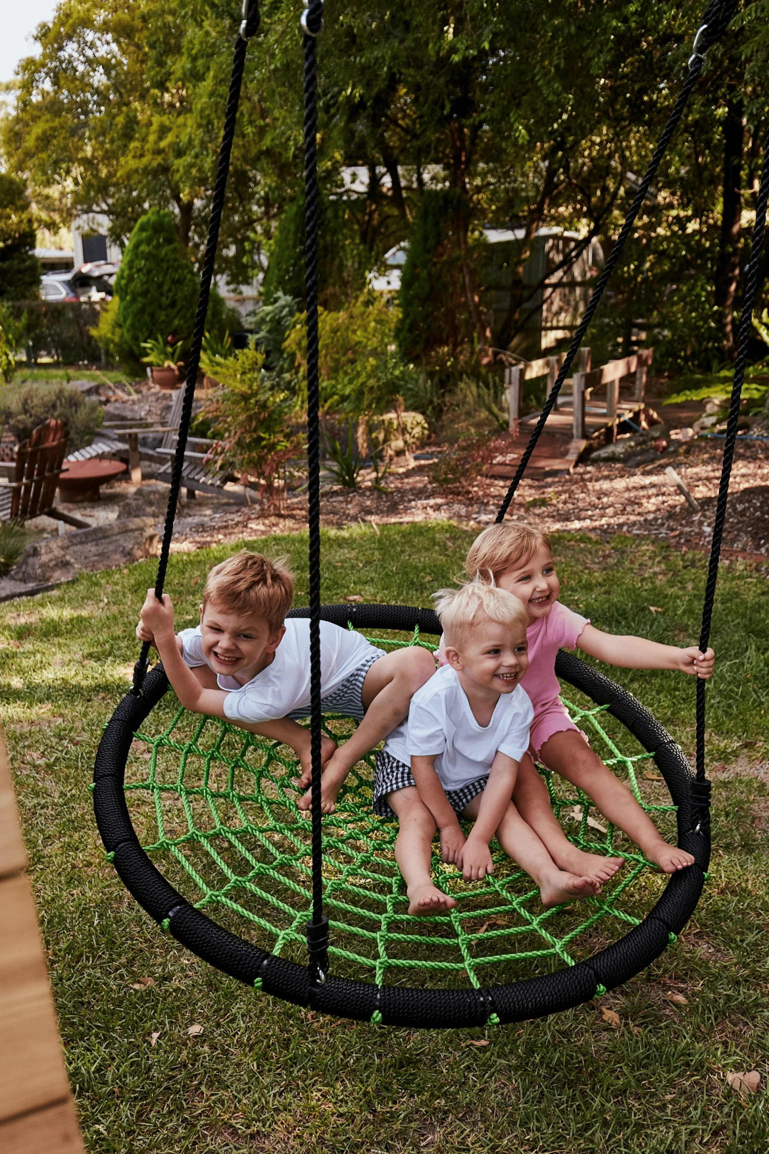 Wild Aussie 120cm Round Nest Wooden Swing Set with Baby Seat