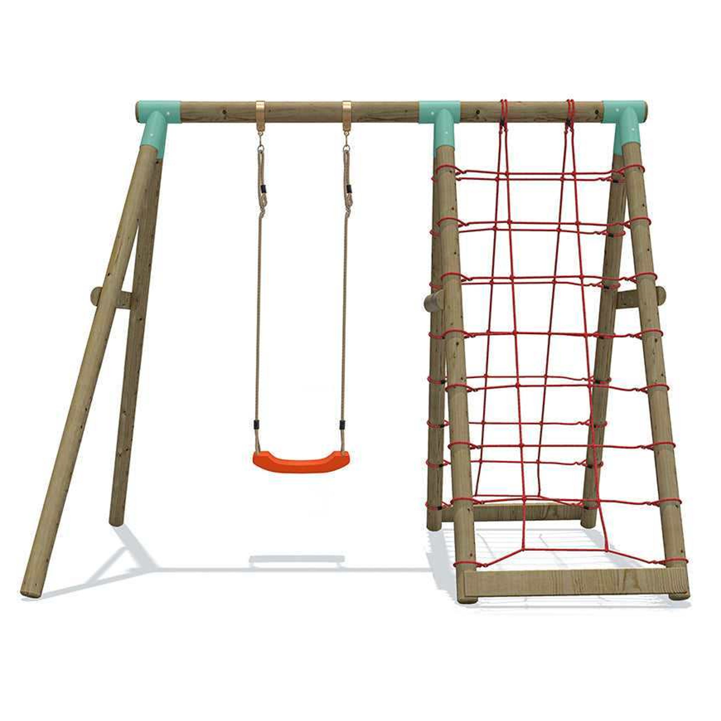 Wild Aussie Wooden Swing Set With Double Cargo Net