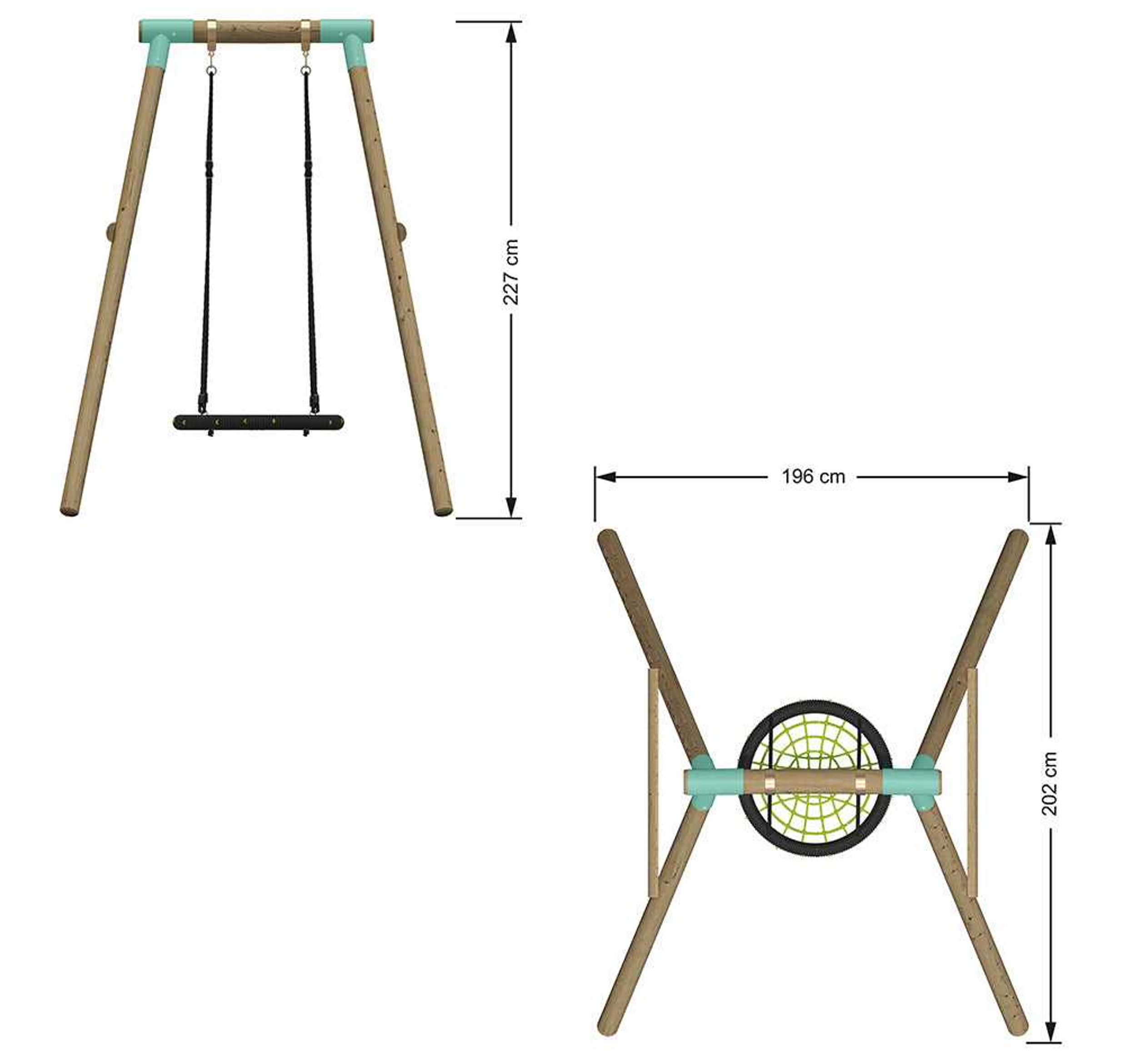 Wild Aussie Kids Wooden 65cm Nest Wooden Swing Set