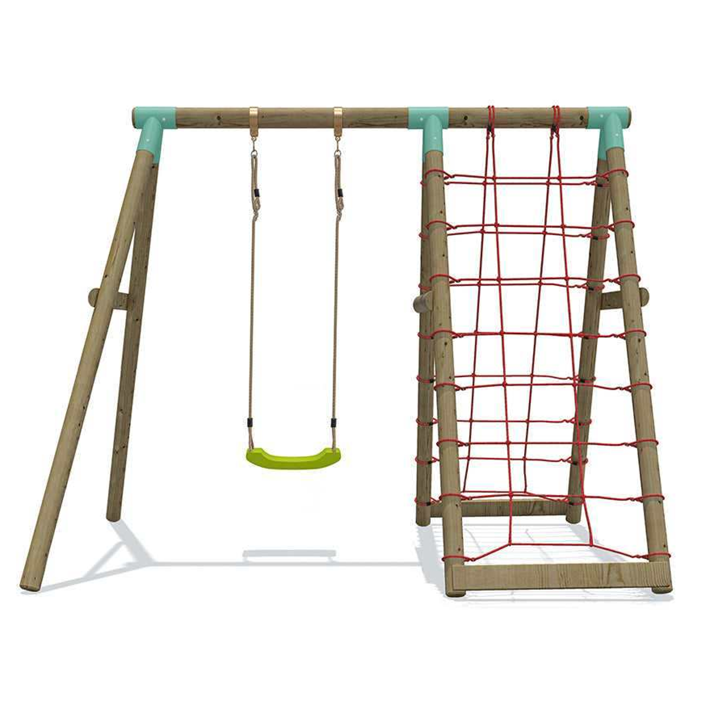 Wild Aussie Wooden Swing Set With Double Cargo Net