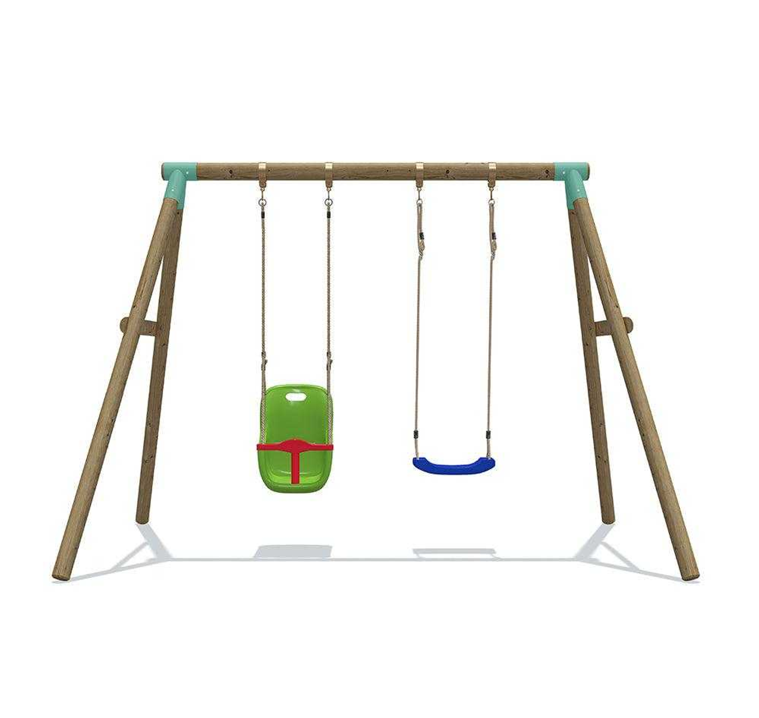 Wild Aussie Wooden Double Swing Set With Baby Seat