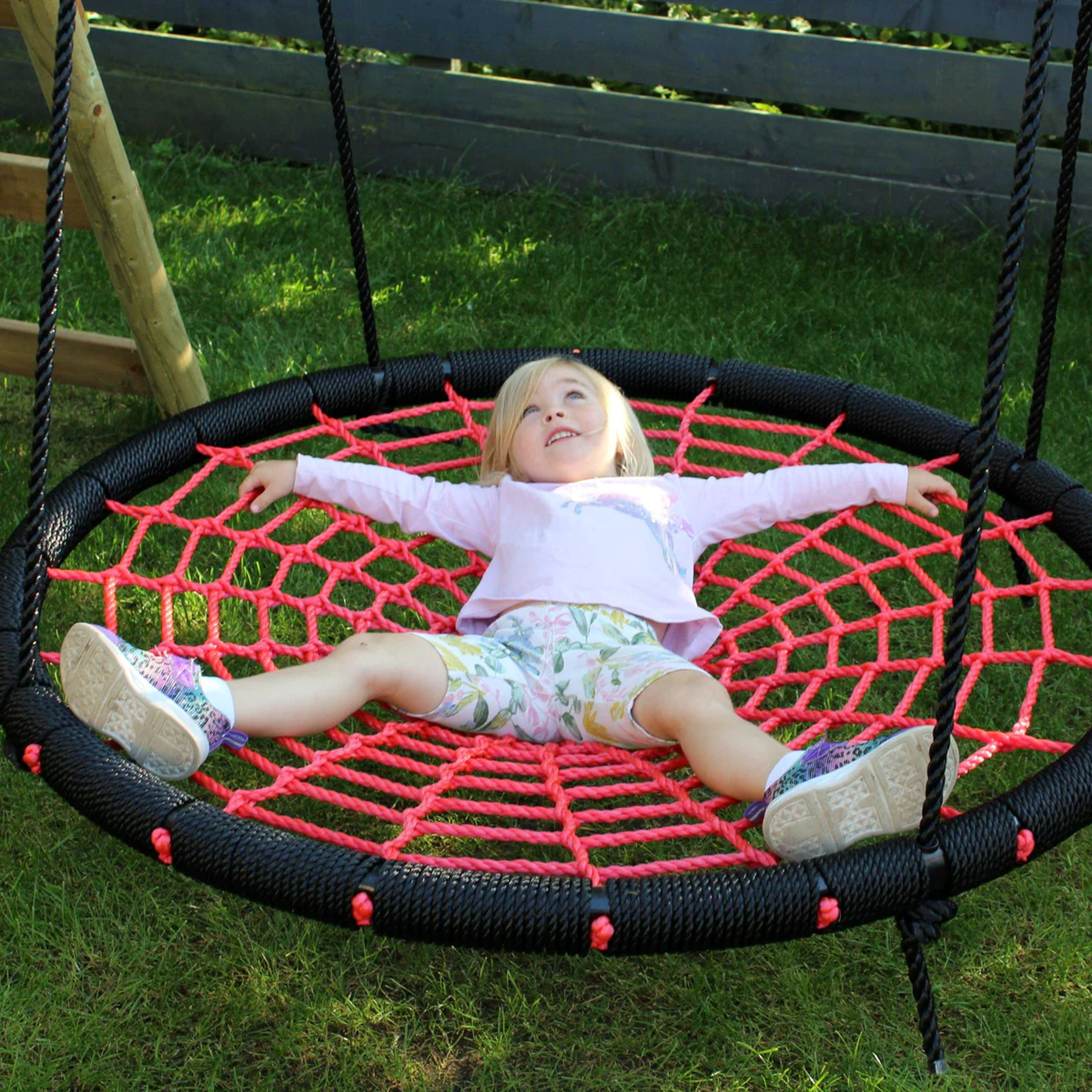 Wild Aussie 120cm Round Nest Wooden Swing Set with Baby Seat