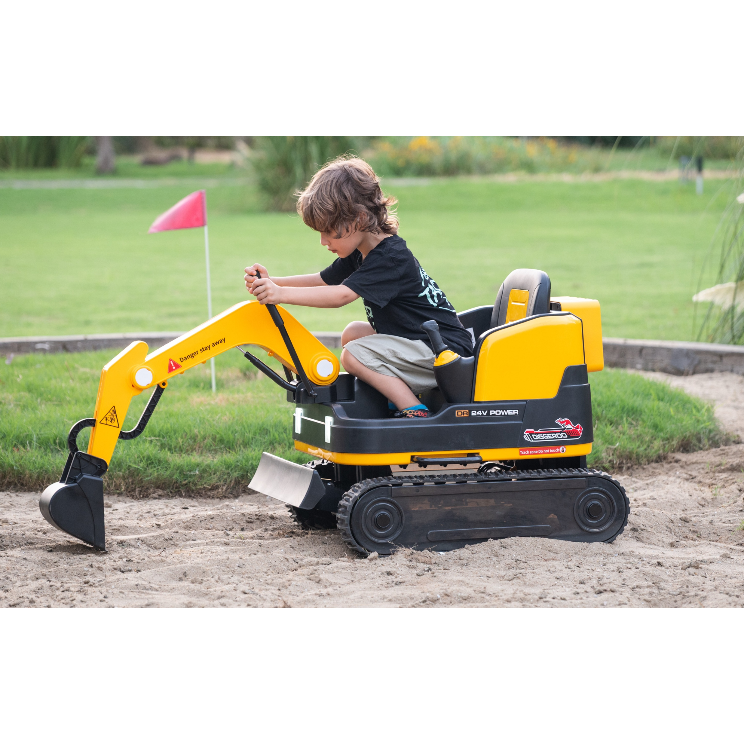 Diggeroo 24v Digger Excavator Ride On With Front Arm & Bucket Shovel