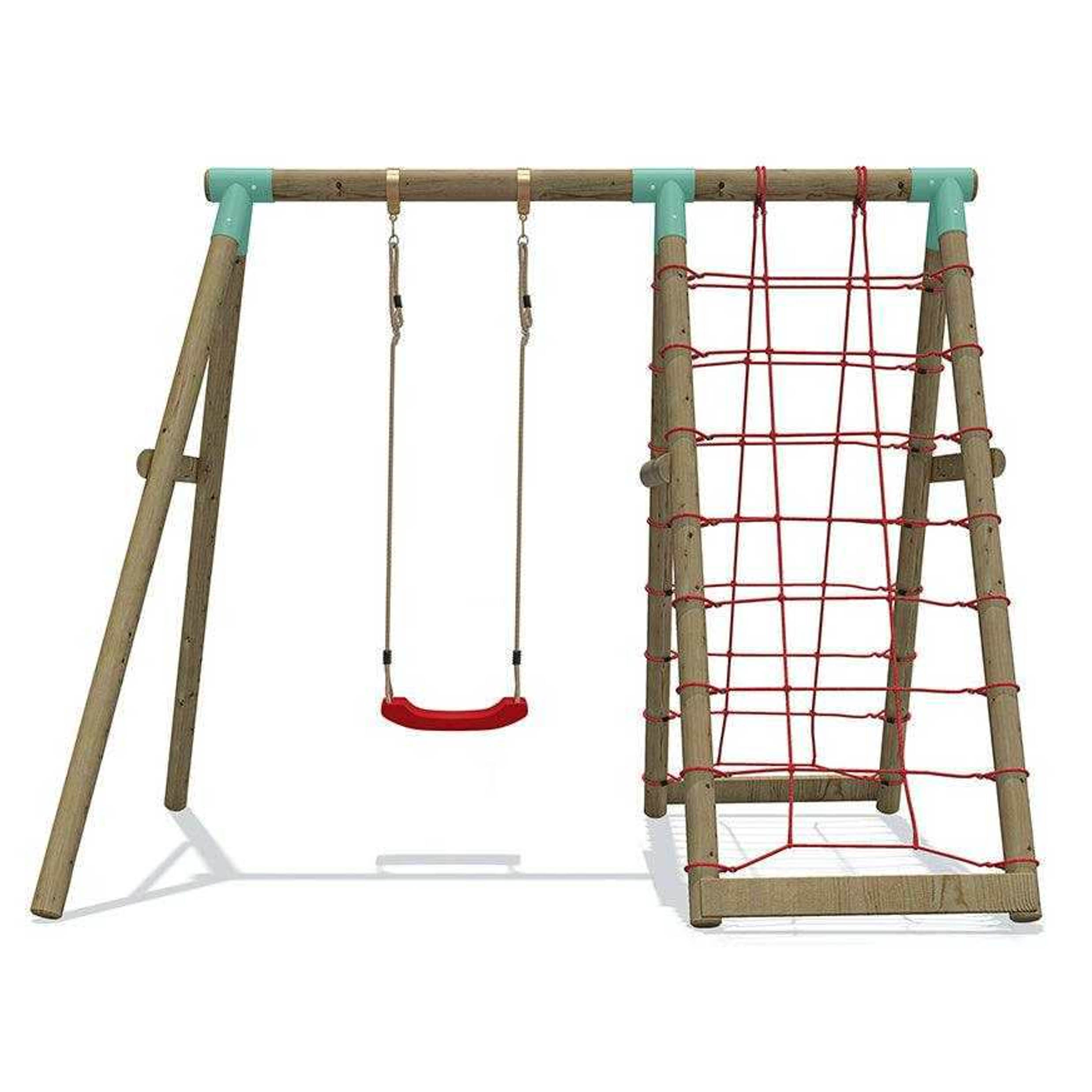 Wild Aussie Wooden Swing Set With Double Cargo Net
