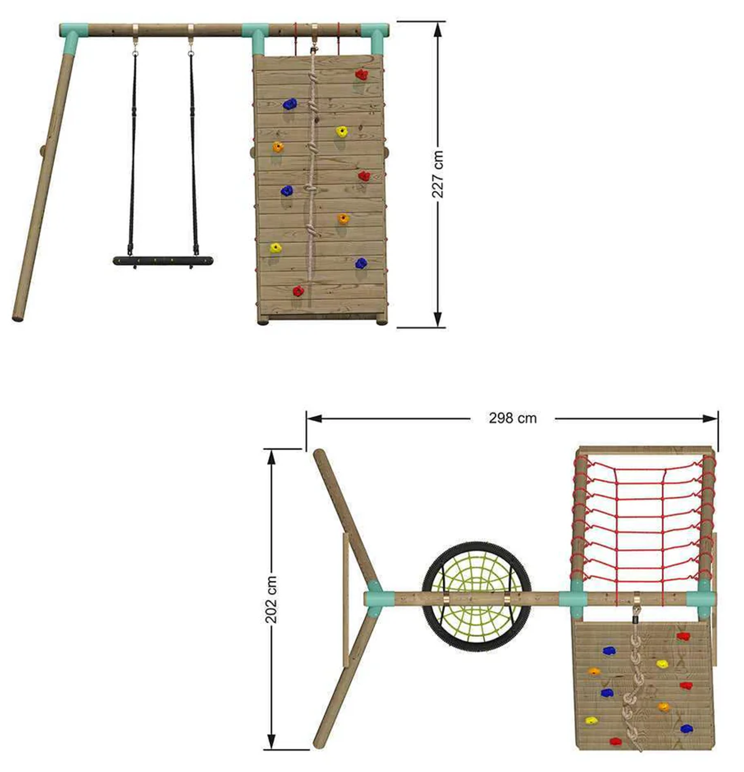 Wild Aussie Wooden Climber & 65cm Nest Swing Set