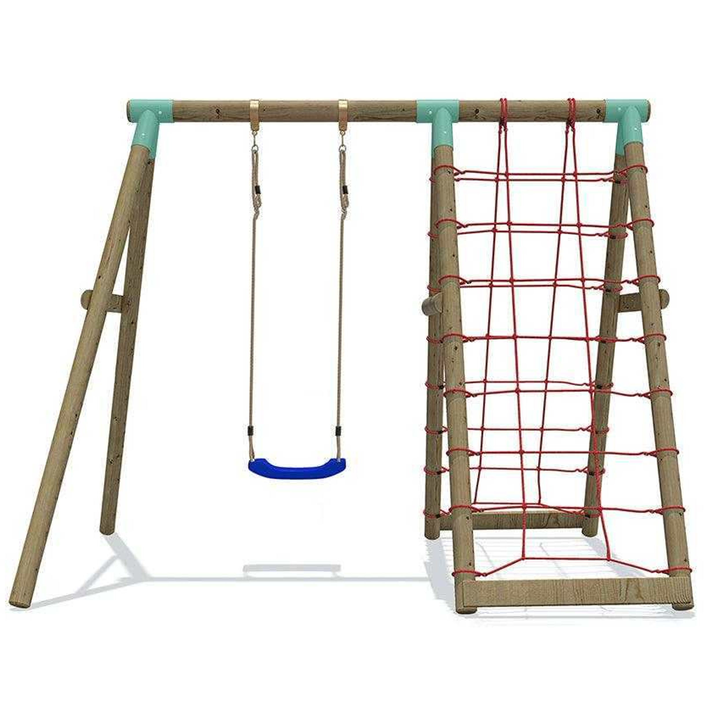 Wild Aussie Wooden Swing Set With Double Cargo Net
