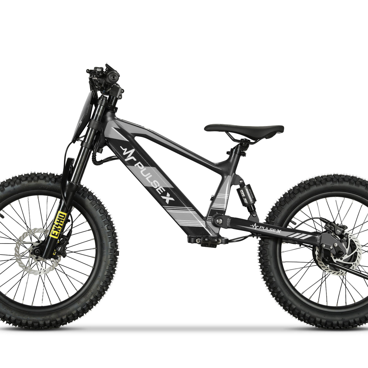 A black and gray X2 Pro electric fat tire bike shown from a side profile view against a solid white background.